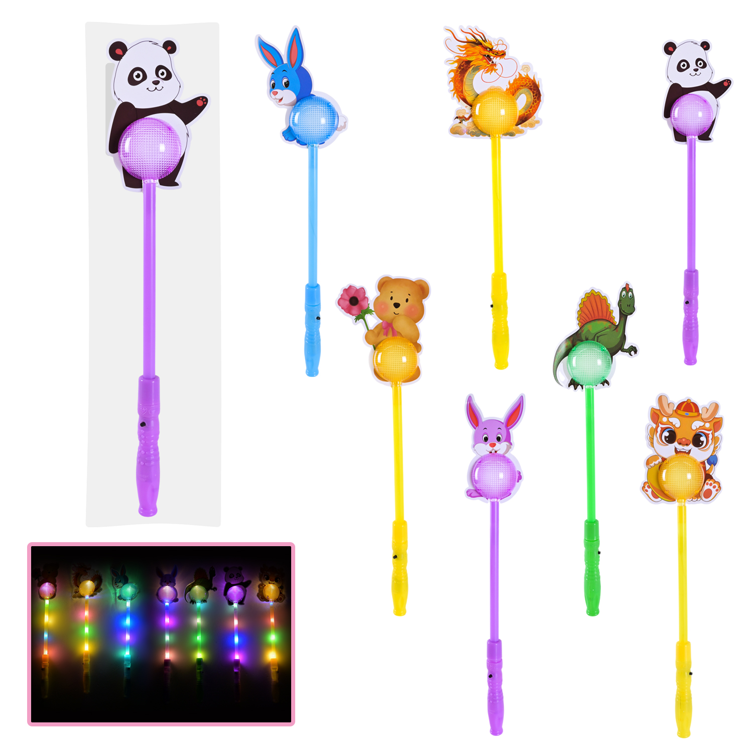 Іграшка зі світлом арт. C28409 (600шт/2) паличка мікс тварин у пакеті 14*4*43 см