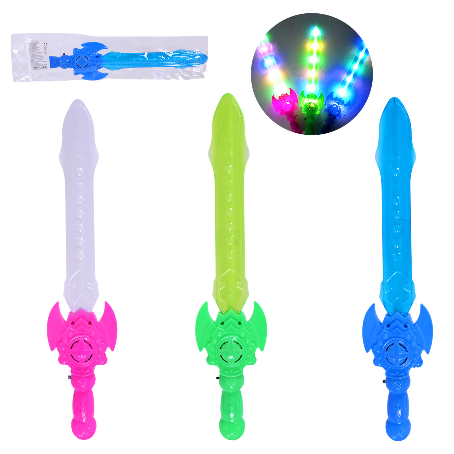 Іграшка зі світлом арт. C28411 (480шт) меч 38*9см 4 мікс 3 кольори у пакеті 11*4*42 см