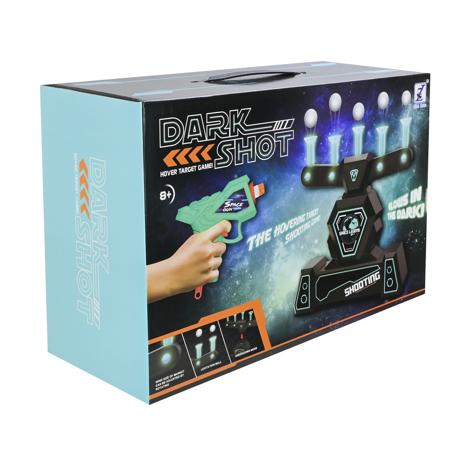 Тір арт. 3362 (24шт/2) батар, світиться в темряві, м'які кулі, кульки, мішені, короб. 33*13*21,5