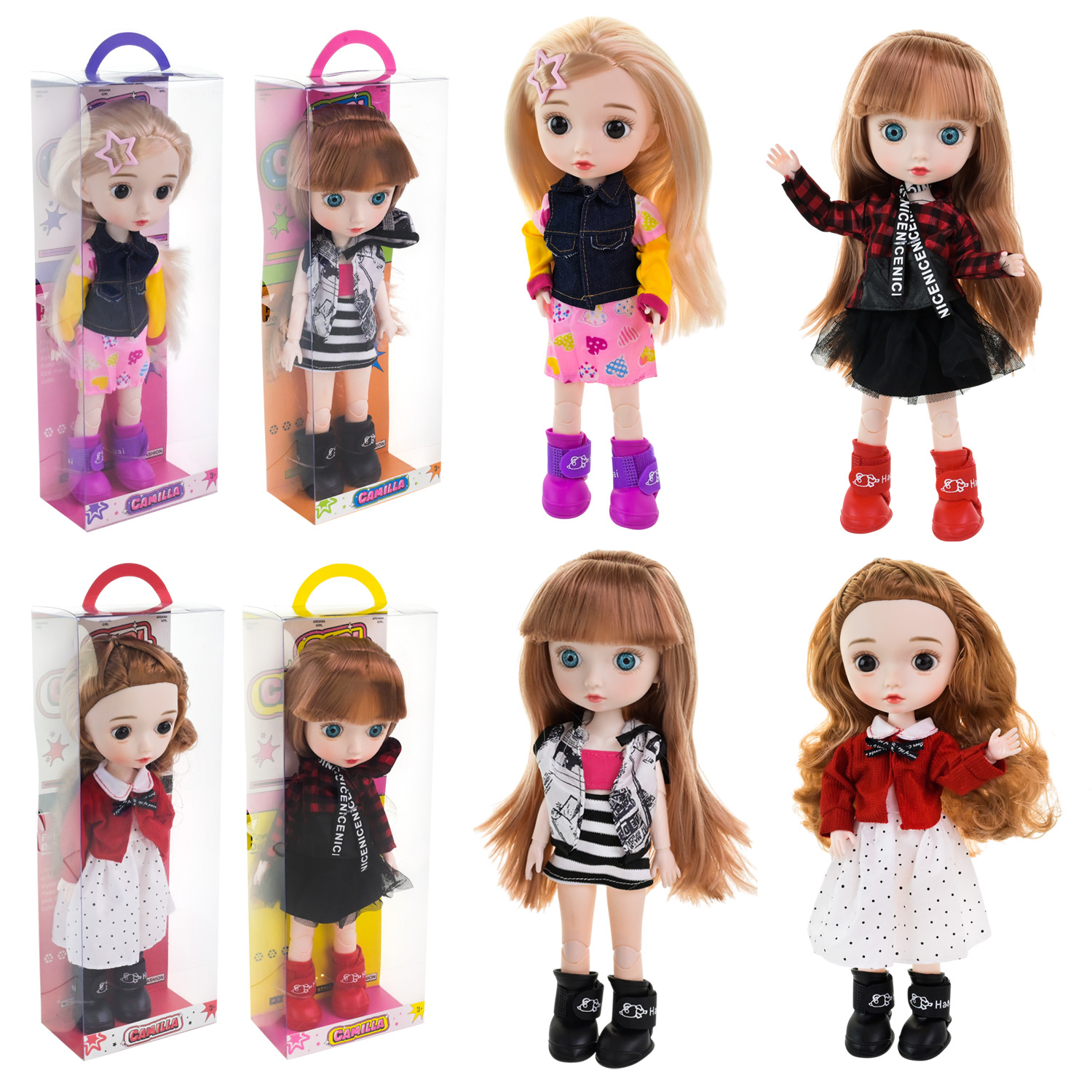 Лялька арт. A925D (48шт/2)  мікс 4 види, в стильному вбранні короб. 12,5*7,5*36 см