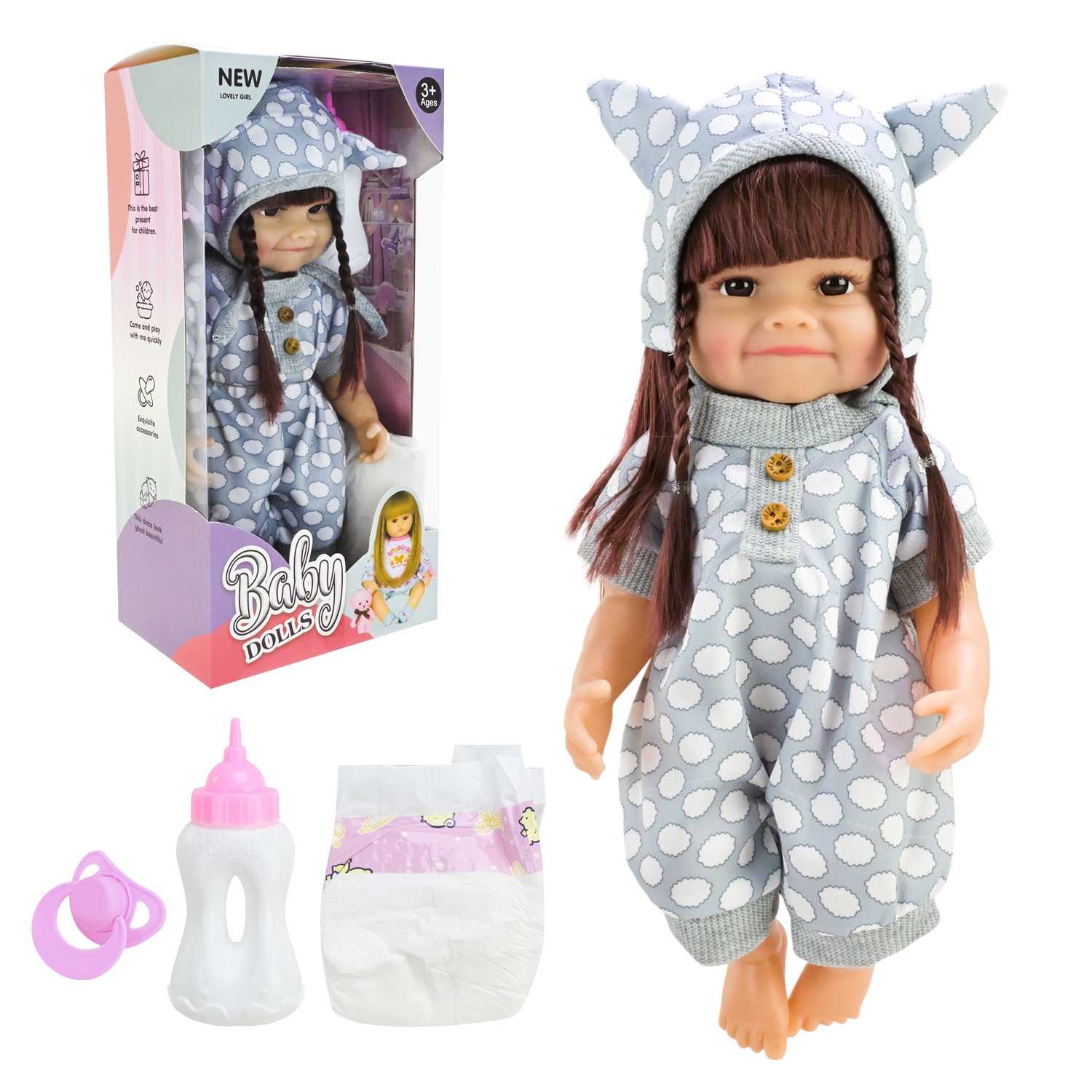 Лялька арт. HS-953A/C (60шт/2) мікс 2 види, вінілові ляльки, аксес короб. 32*16*10см