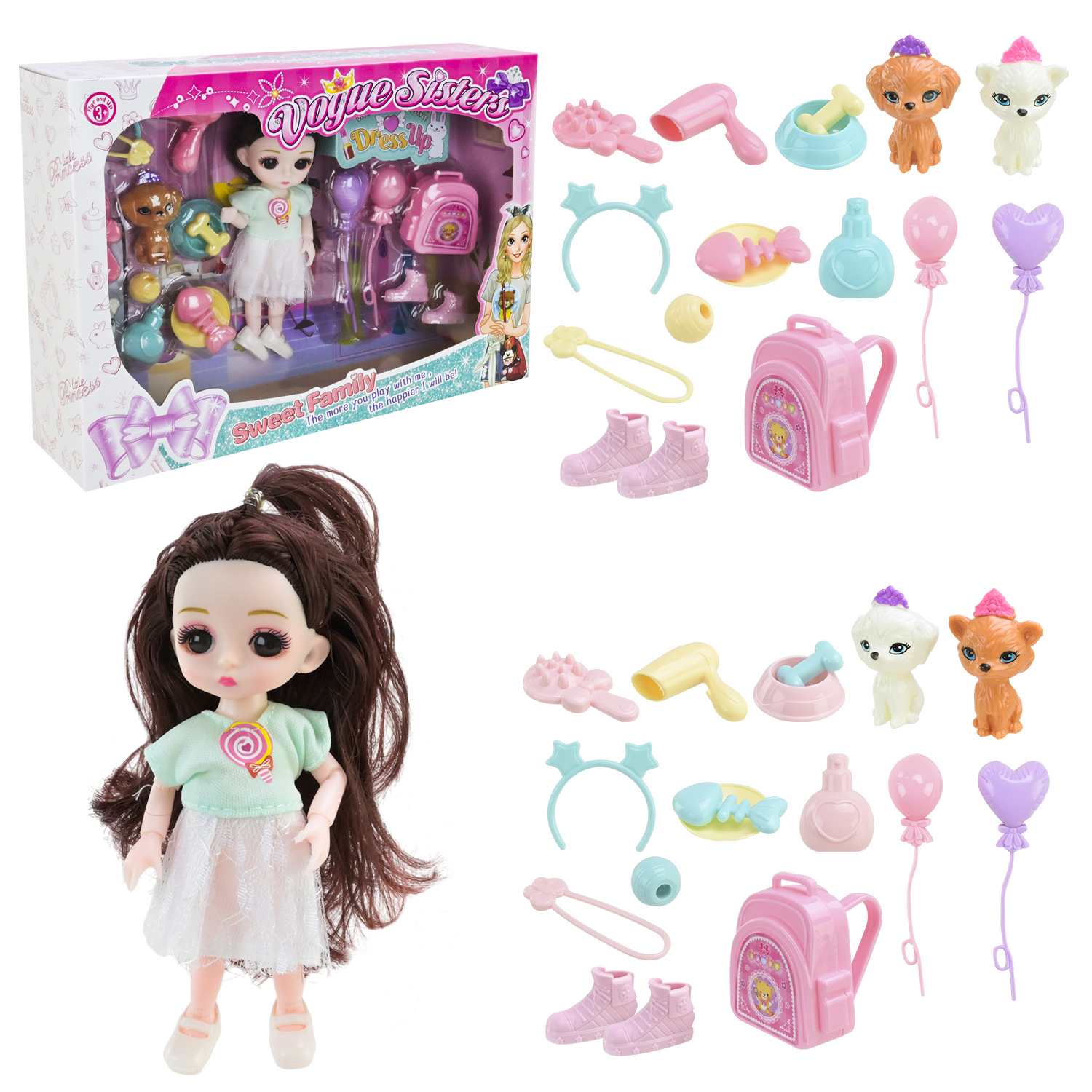 Лялька арт. DSJ299-Q (72шт/2)   мал, аксес короб. 29*7*20см