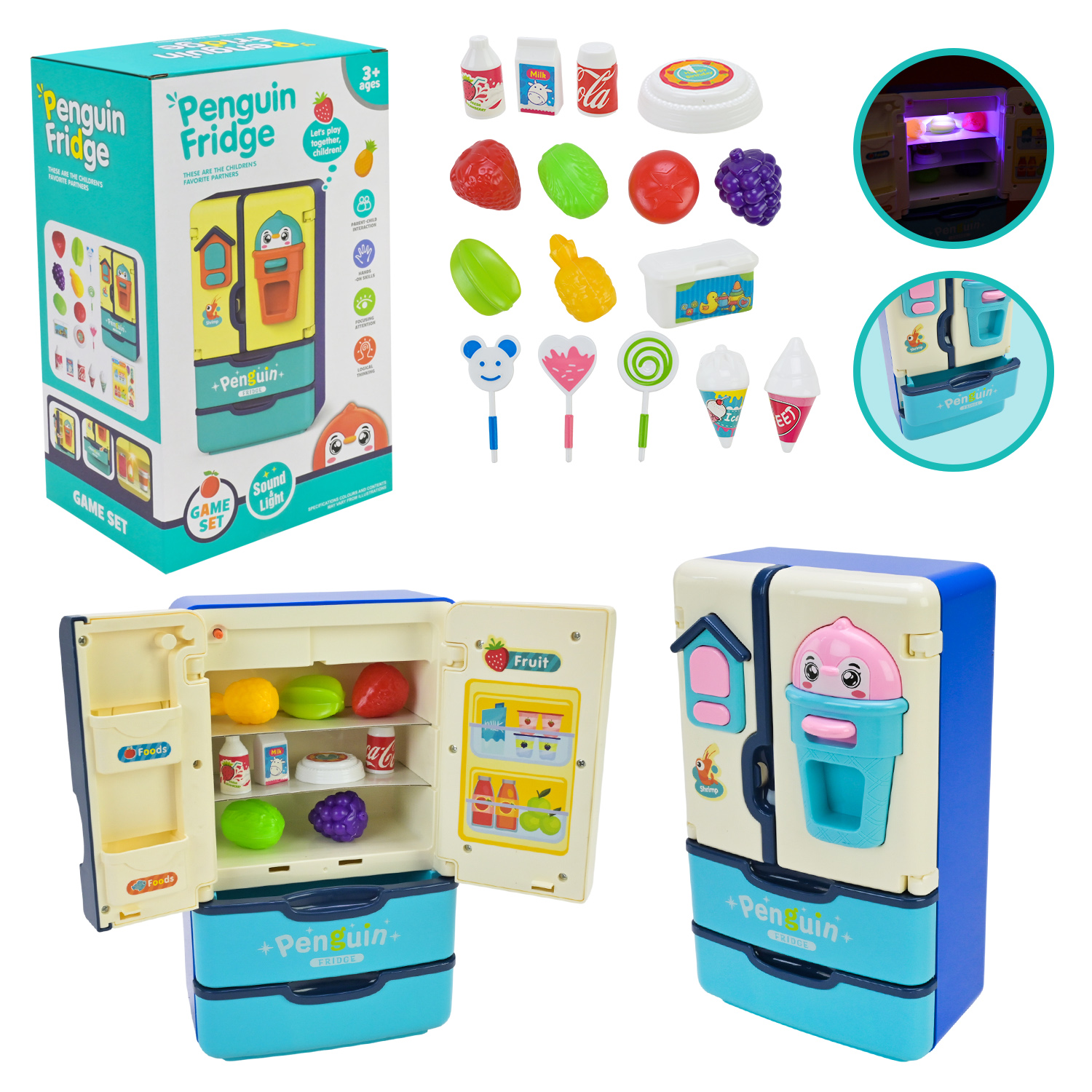 Побутова техніка арт. 1821 (36шт/2) батар. світло,холодильник, продукти, звук короб. 24*10*15