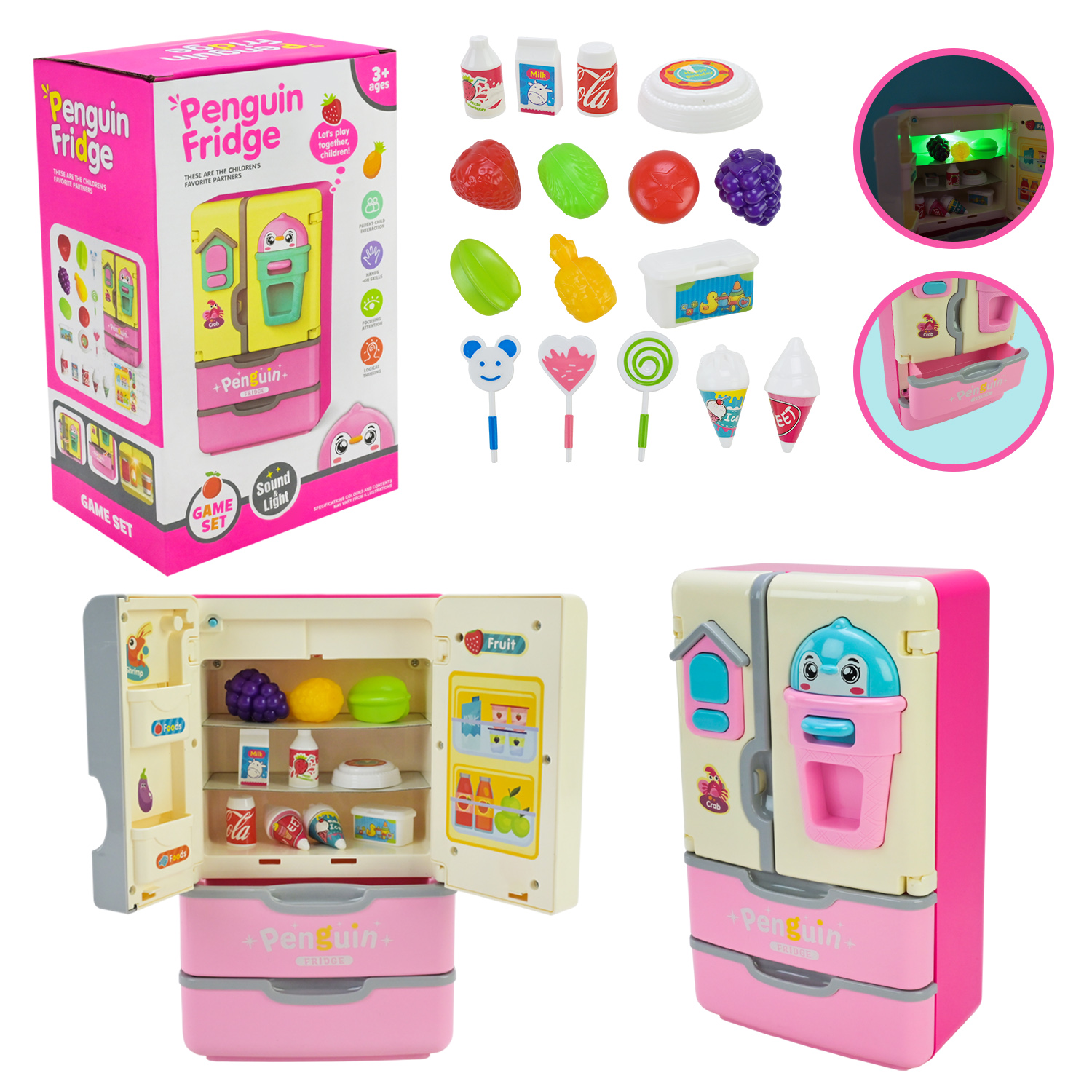 Побутова техніка арт. 1819 (36шт/2) батар. світло,холодильник, продукти,  короб. 24*10*15