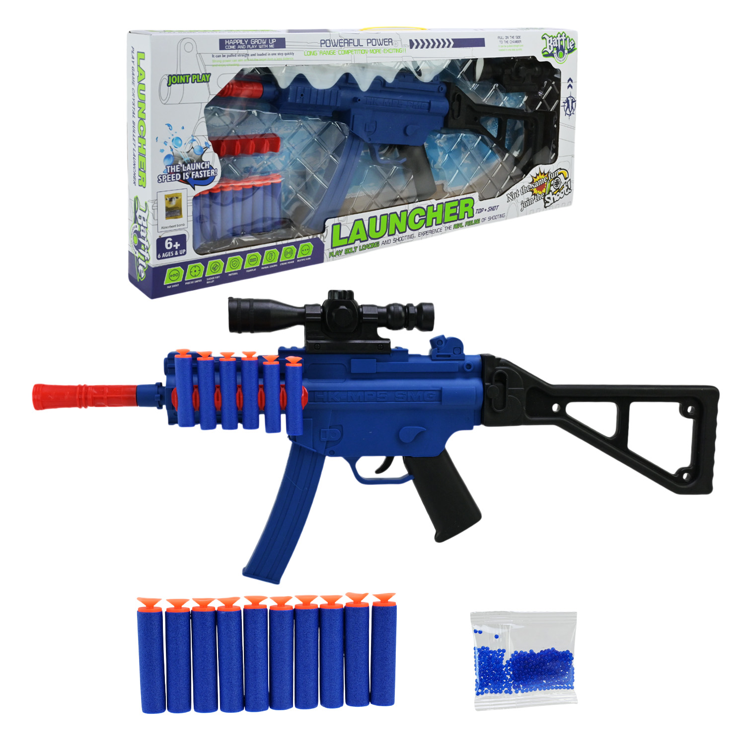 Іграшкова зброя арт. 502-19 (30шт/2)   стріляє поролон. знарядами,10знарядів в наборі, короб. 65,8*25,8*6см