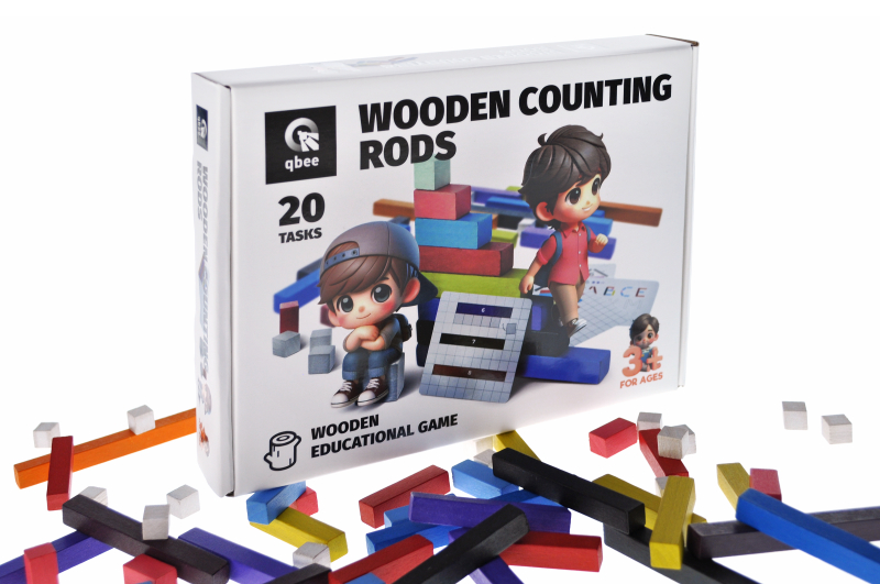 Розвиваюча дерев'яна гра QB700-003 "Палички для лічби" НУШ 56 дет. qbee