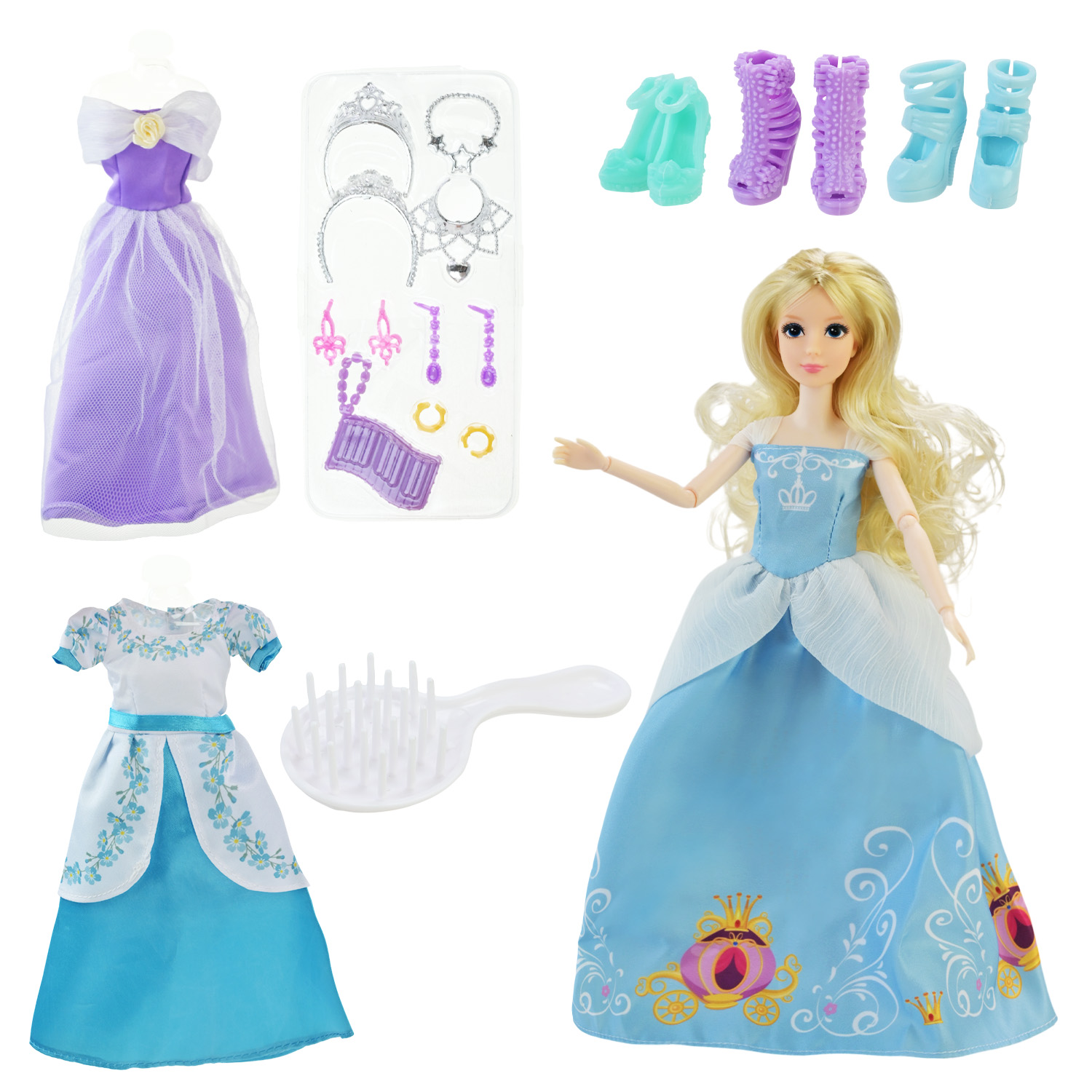 Лялька арт. 91062-1/2 (24шт/2) мікс2 , в наборі сукні, аксес короб. 45*7*35см