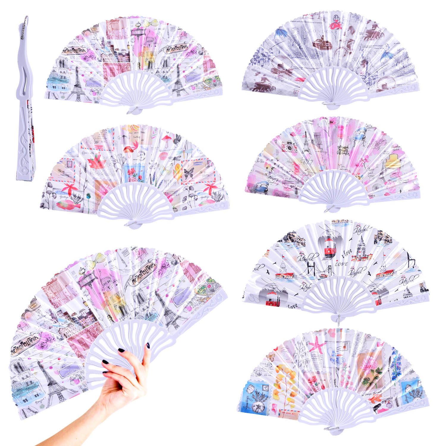 Аксесуар віяло арт. C2832 (240шт) Париж 6 мікс