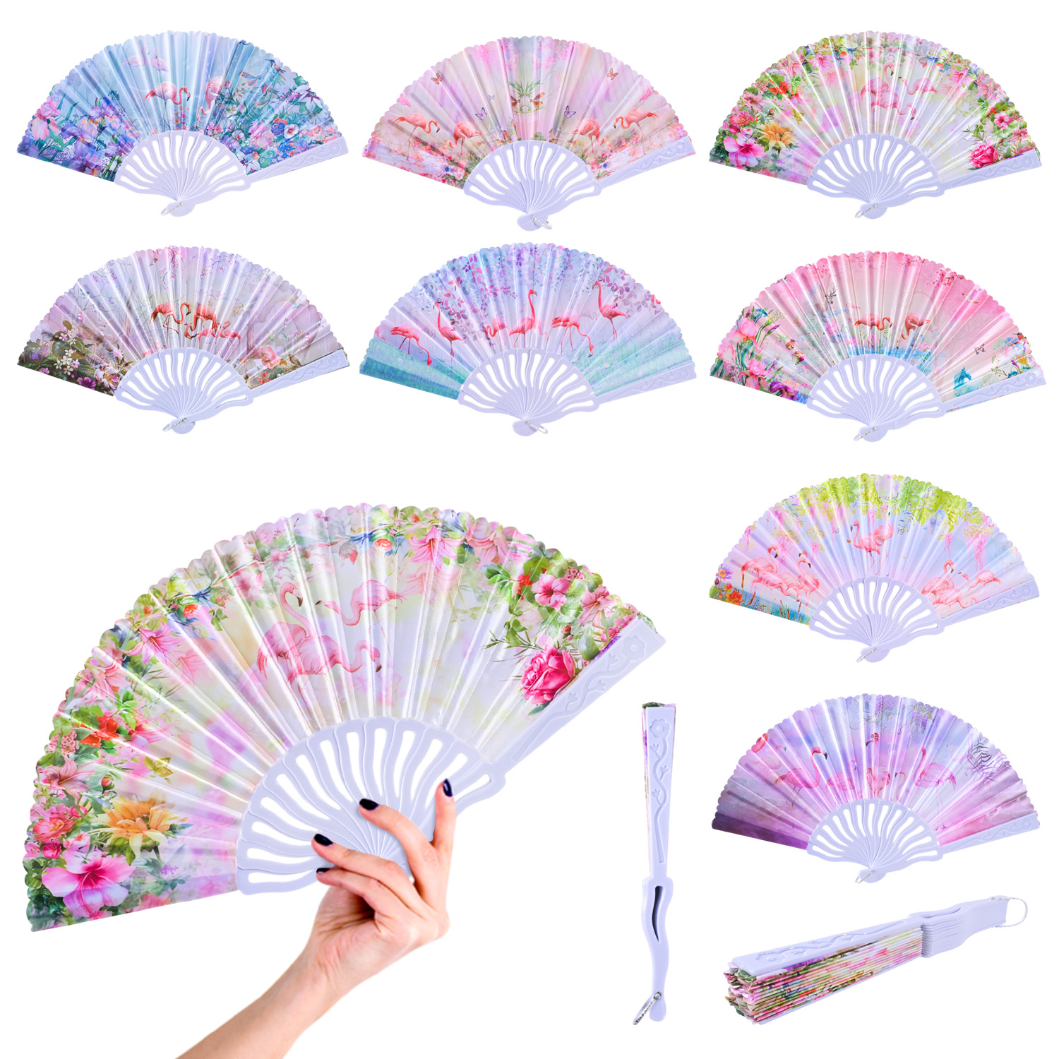 Аксесуар віяло арт. C2833 (240шт) Фламінго 8 кольорів