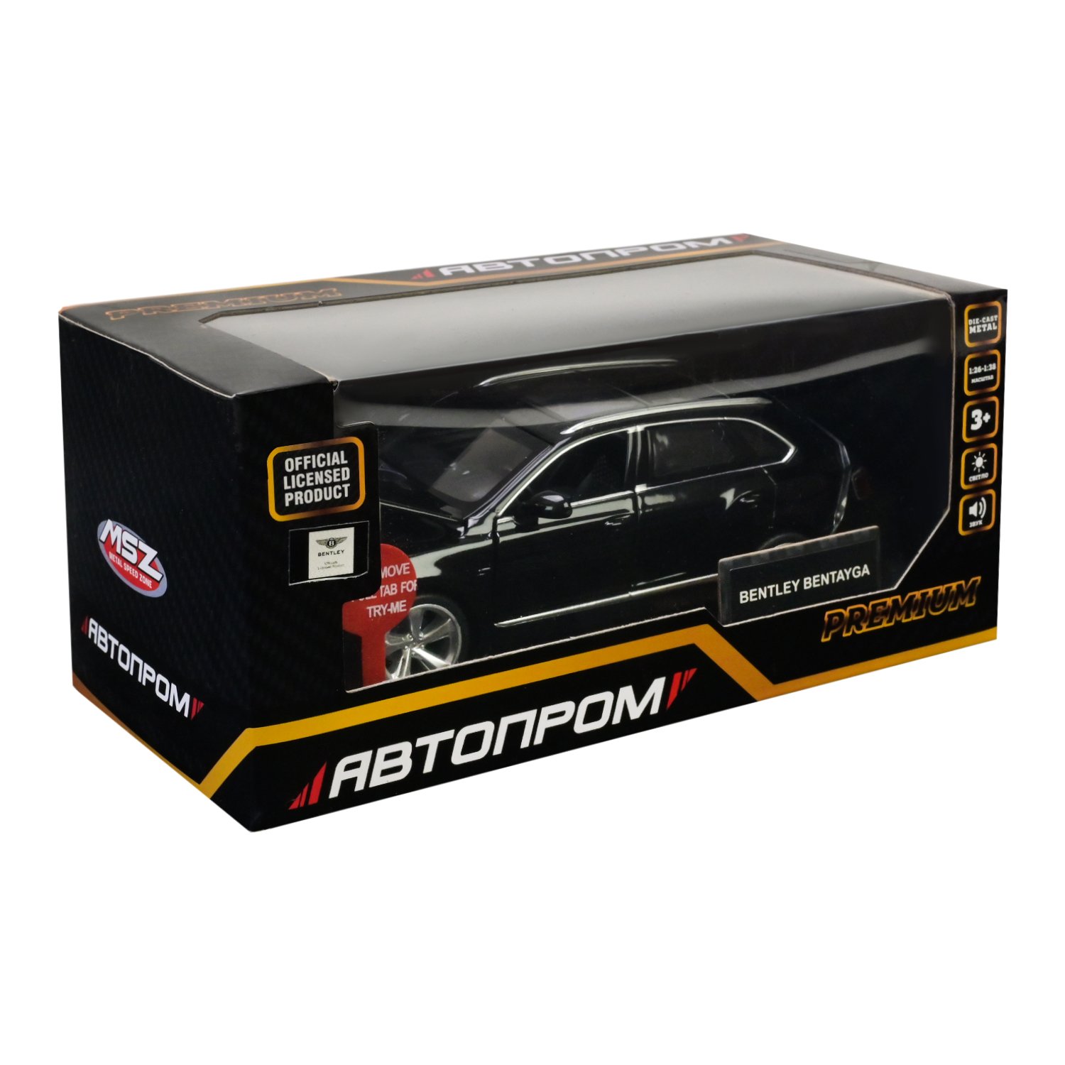 Машина мет. АВТОПРОМ арт. 68369 (48шт/2) 1:34 BENTLEY BENTAYGA, батар, світло, звук, відкр.двері, короб. 18*9*7 см