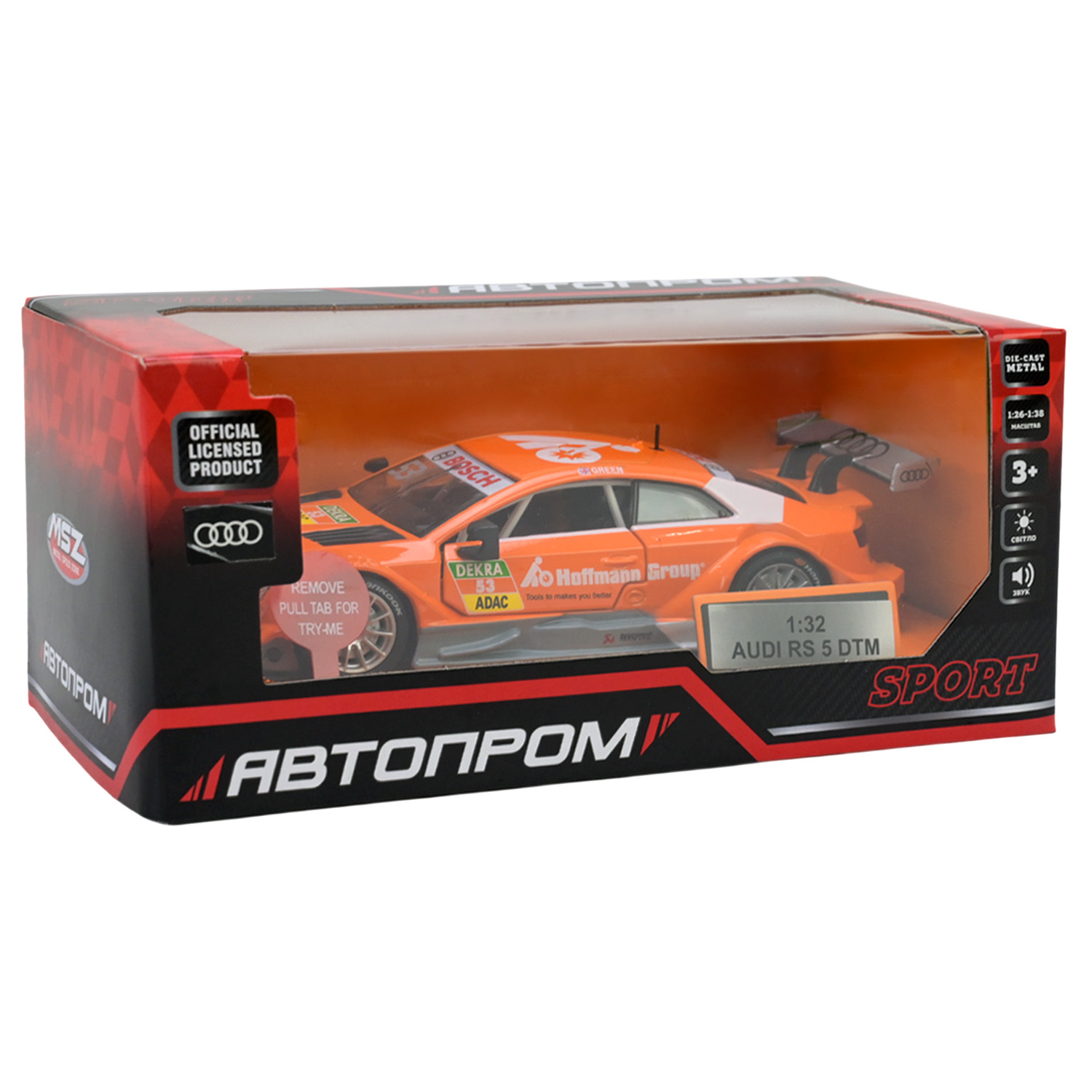 Машина мет. АВТОПРОМ арт. 68448 (48шт/2) 1:32 Audi RS 5 DTM, 2 кольор., світло,звук,короб. 18*9*8см