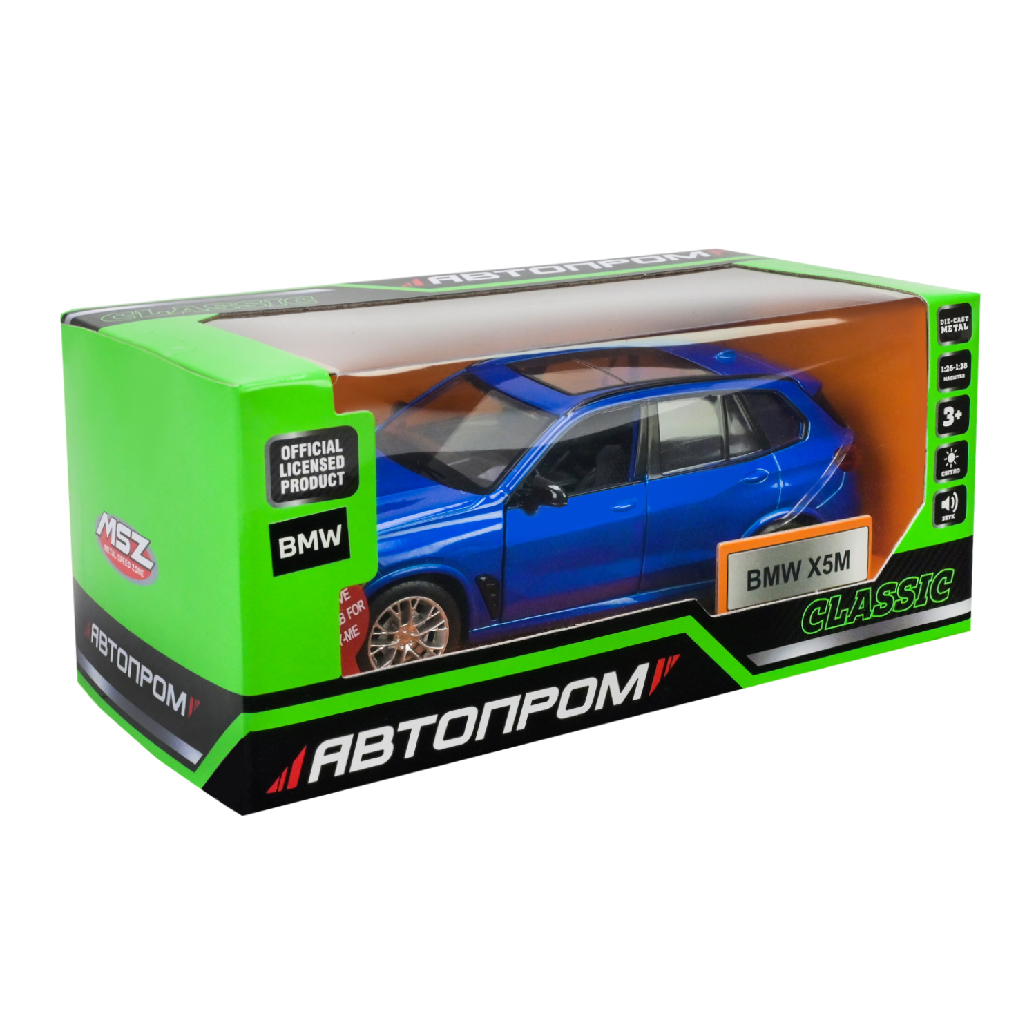 Машина мет. АВТОПРОМ арт. 68497 (48шт/2) 2 кольори1:32 BMW X5M,батар, світ.,звук,відкр. двері,короб. 18*9*8 см