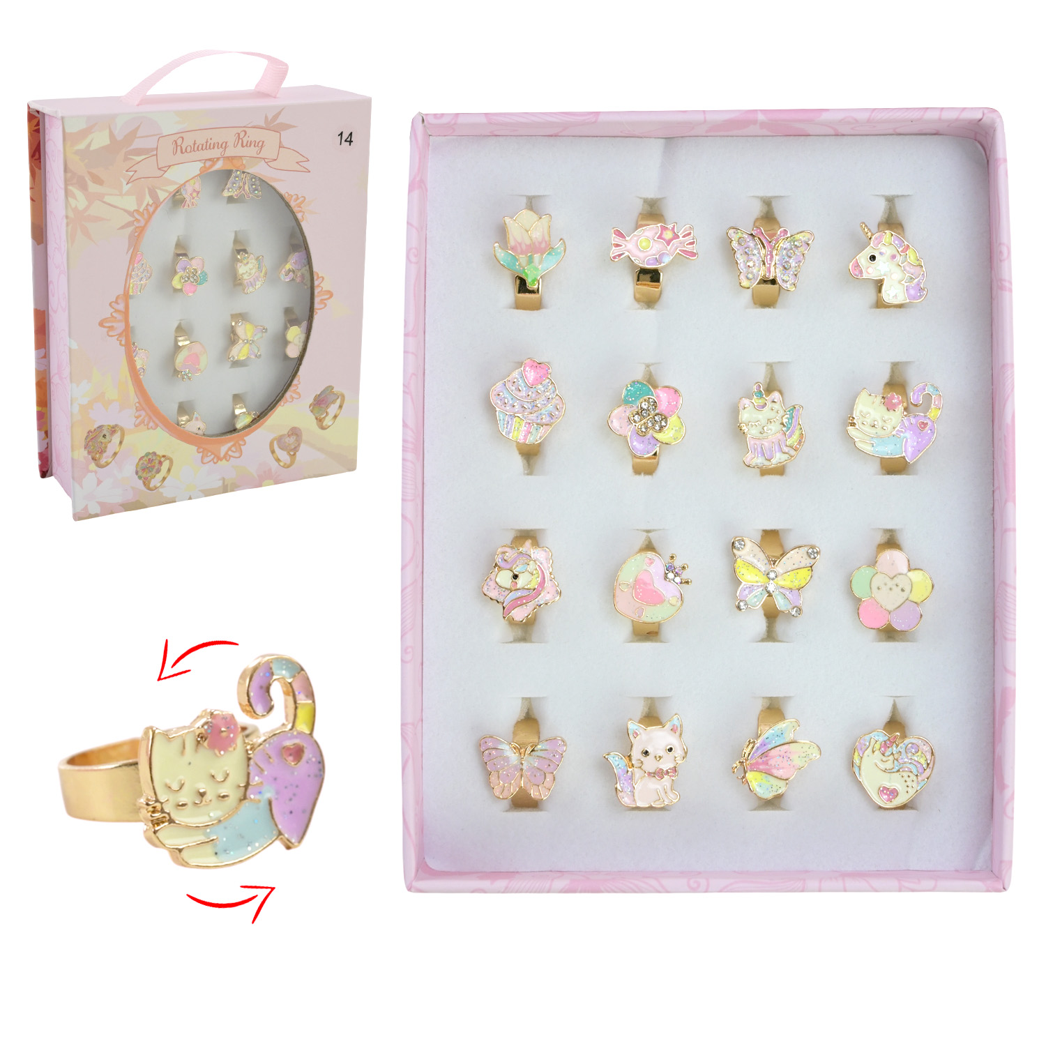 Аксесуари для дівчат арт. CEL-2501 (10шт)  набір кілець, рух, мікс видів, ціна за упаковку(16 шт) короб. 11*4*13,5см