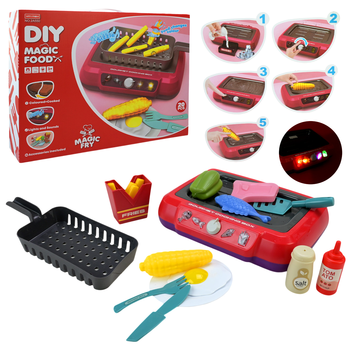 Кухня арт. 2A550 (18шт)  батар. світло, звук, барбекю, прод короб. 44*9*34