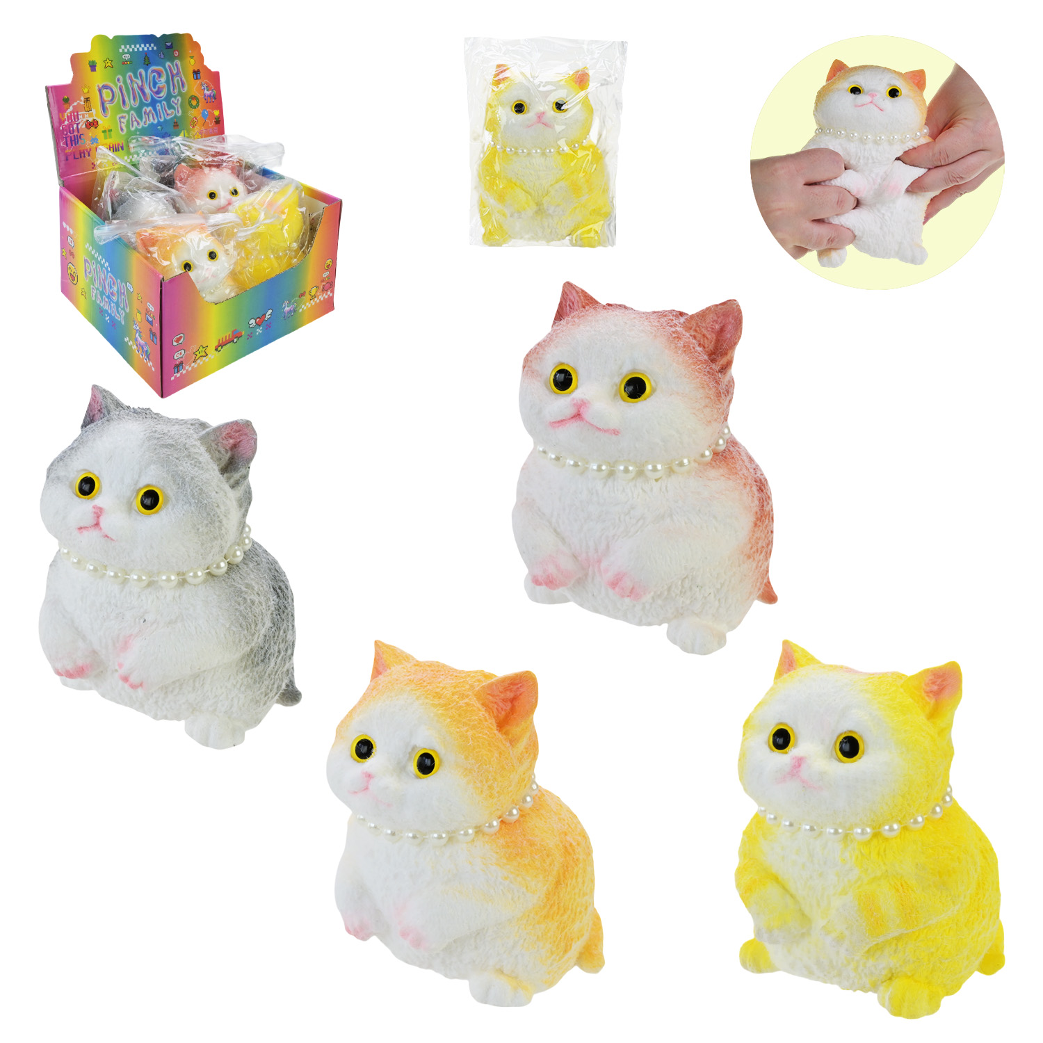 Іграшка антистрес арт. C2871 (24шт) Таба котик 14*9см 4 мікс 4шт дисплей бокс/ціна за шт/ 24*21*14 см