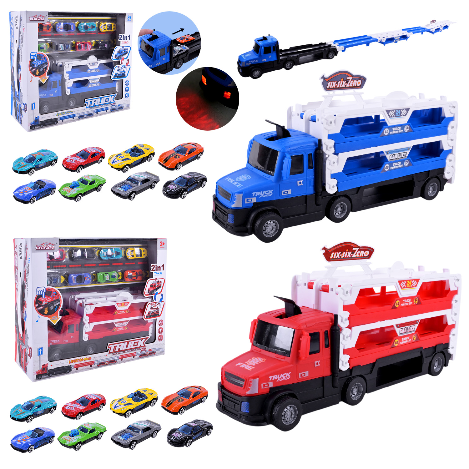 Трейлер арт. 660-S39/660-S40 (18шт/2)  батар. 2 види,світло,звук,машинки у наборі, короб. 39,5*12,5*32,3см