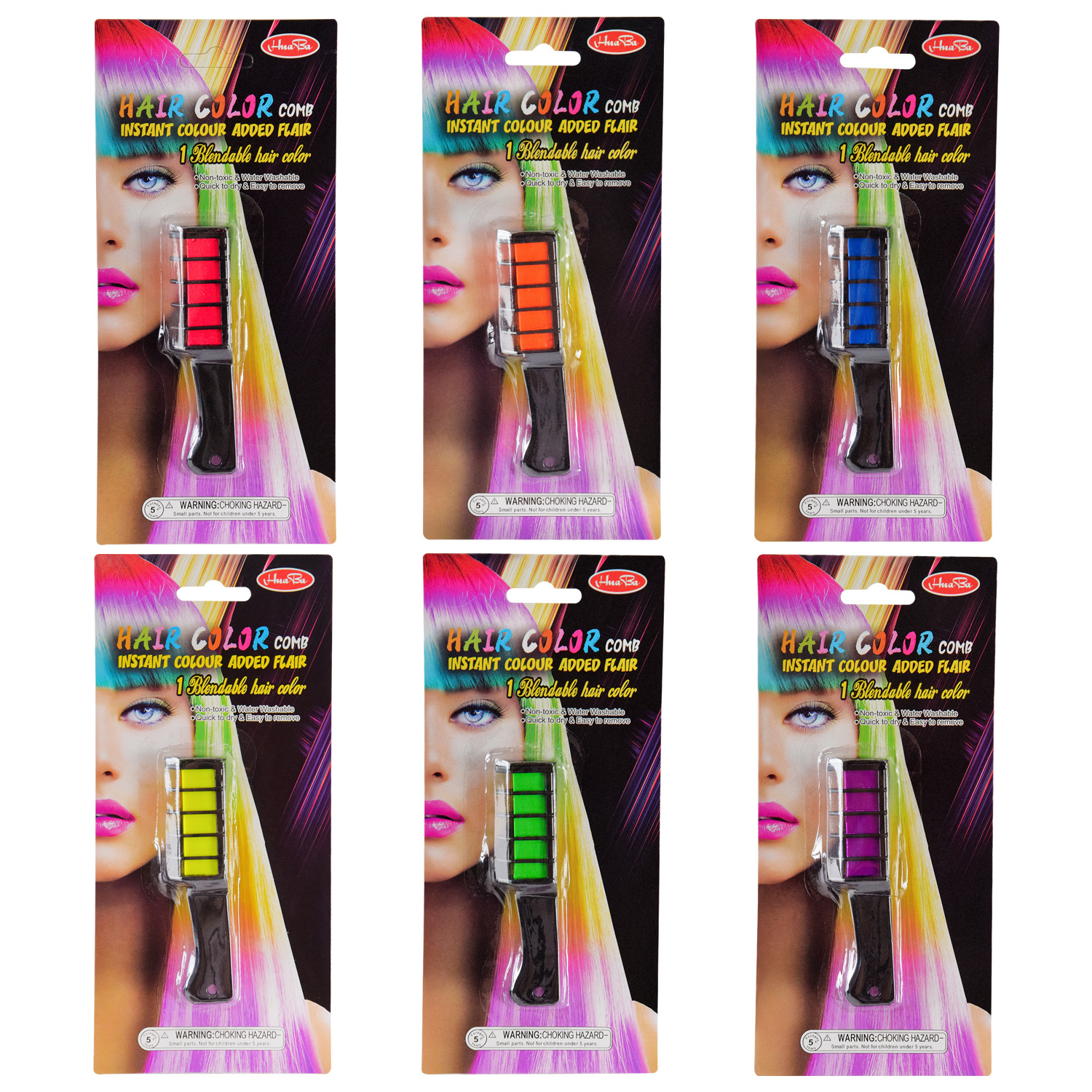 Косметика "Крейда для волосся" арт. CN-111 (240шт) крейда для волосся, мікс 6 кольорів планш. 20см