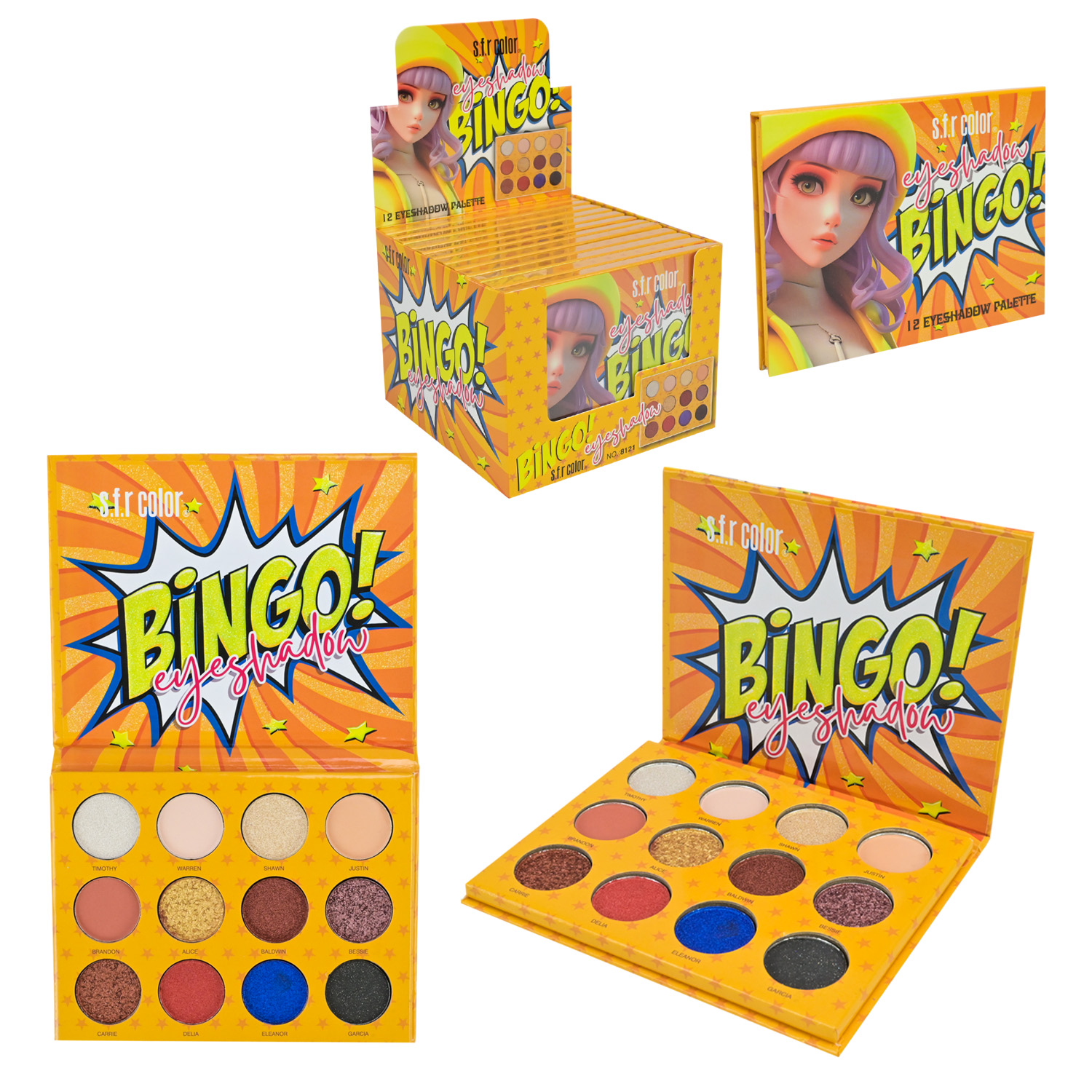 Косметика арт. CN-0130 тіні для повік (384шт) 32*12 шт дисп.бокс.палетка р-р 11,5*19см, дисп.бокс 12*9*9см