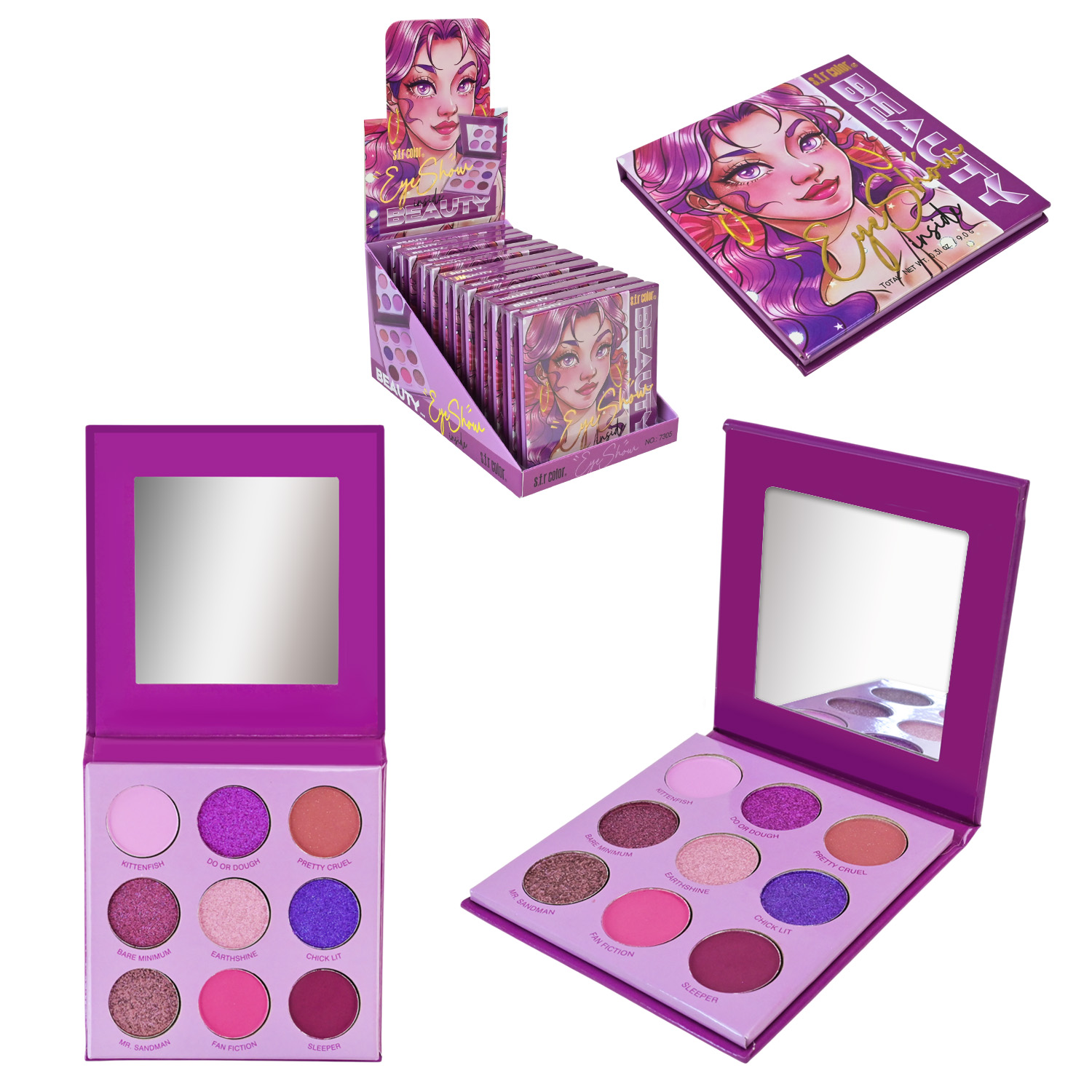 Косметика арт. CN-0132 (384шт) тіні для повік 32*12 шт палетка р-р 9,5*10см, дисп.бокс 11,5*19*10см.