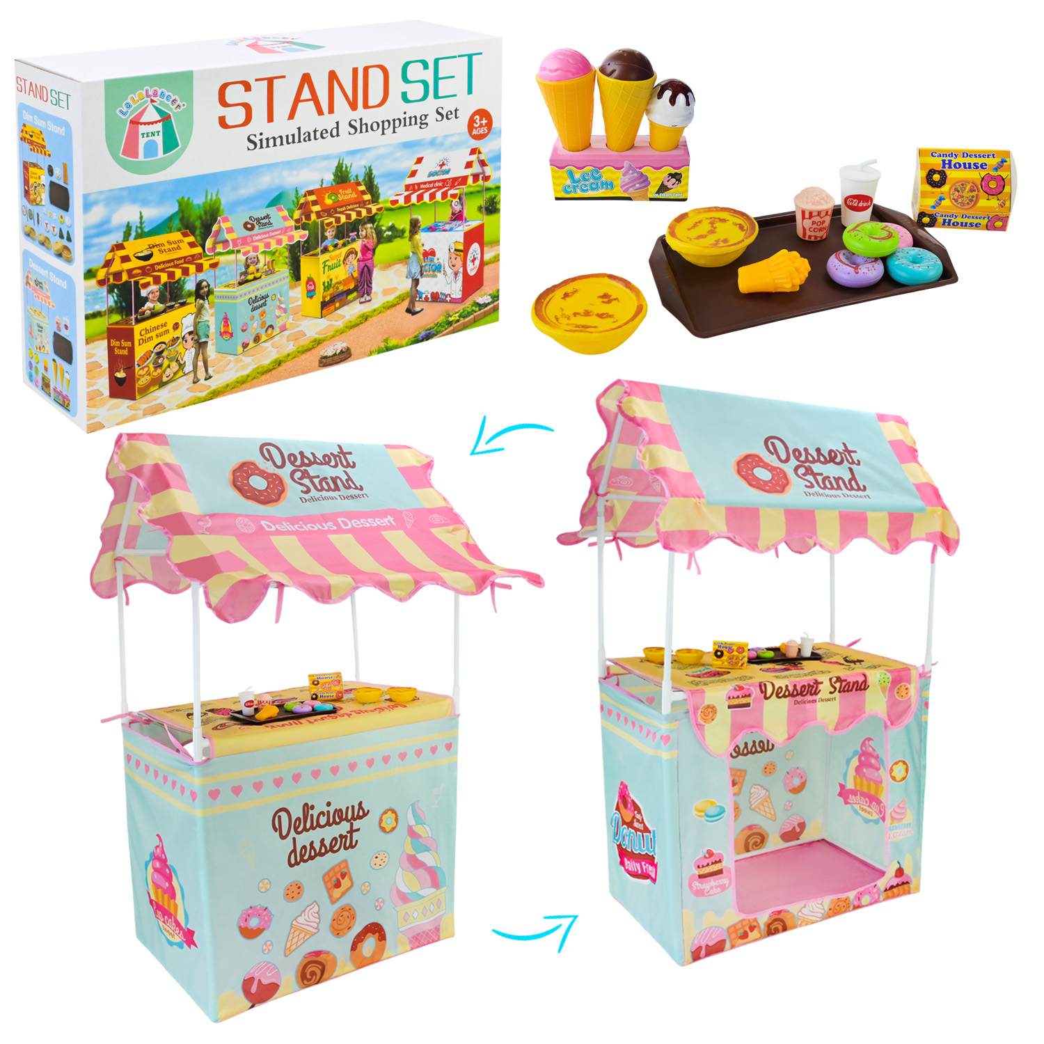 Намет з аксесуарами арт. LCT023B (36шт/2) "Продуктова лавка", р-р намету 64*55*107см, аксесуари набір, короб. 24*9,5*36см