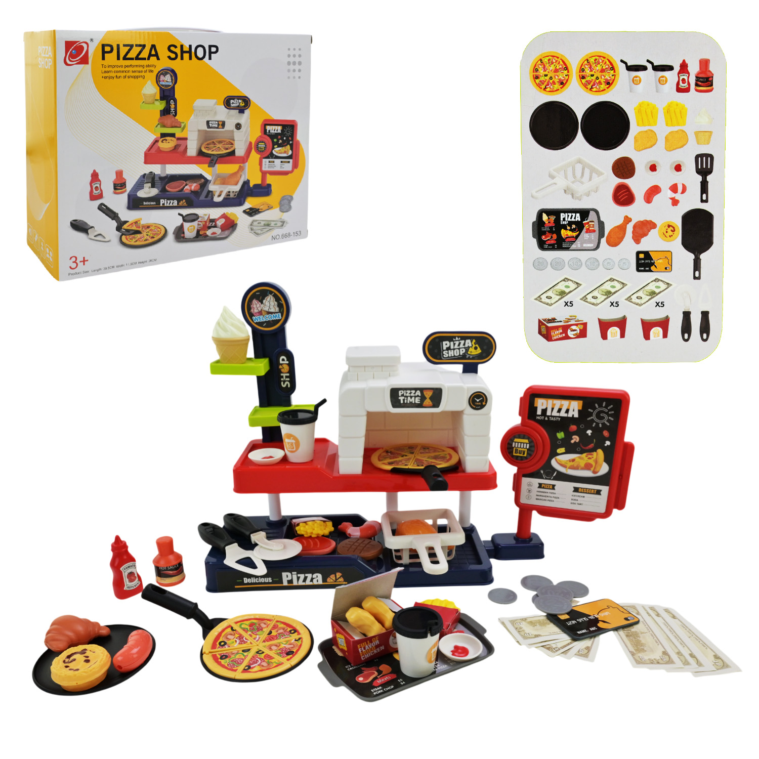 Кафе набір арт. 668-153 (36шт)  батар. звук, піцерія, аксес короб. 28*9,5*23,5см