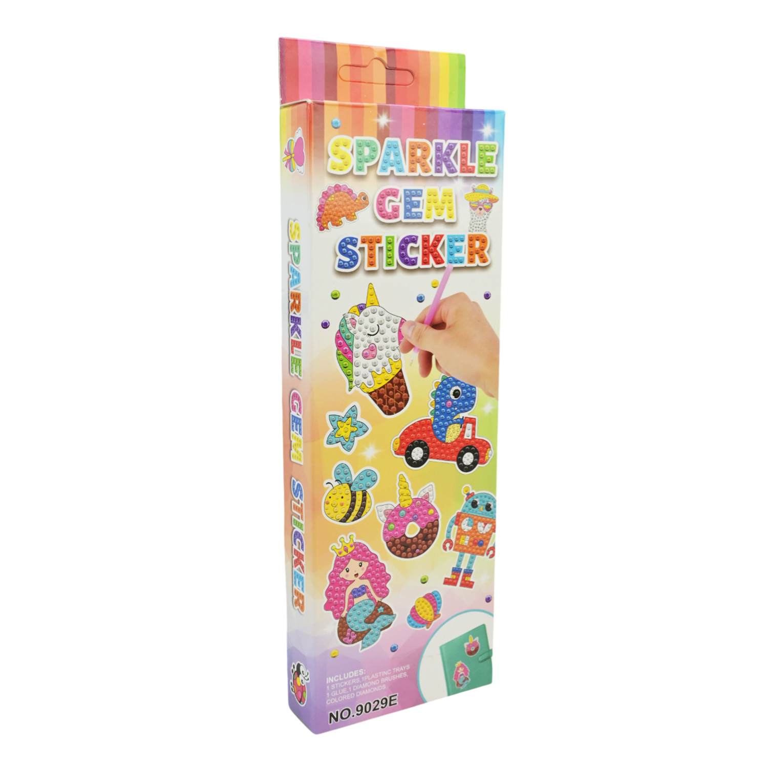 Набір для творчості арт.9029E-2/1/4/3 (280шт/2) 4 види мікс,у наборі стилус-олівець.блискучи стрази.клейки малюнки- шаблони, у короб.8*2,5*25 см