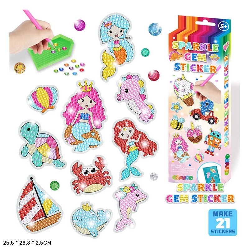 Набір для творчості арт.9029E-2/1/4/3 (280шт/2) 4 види мікс,у наборі стилус-олівець.блискучи стрази.клейки малюнки- шаблони, у короб.8*2,5*25 см