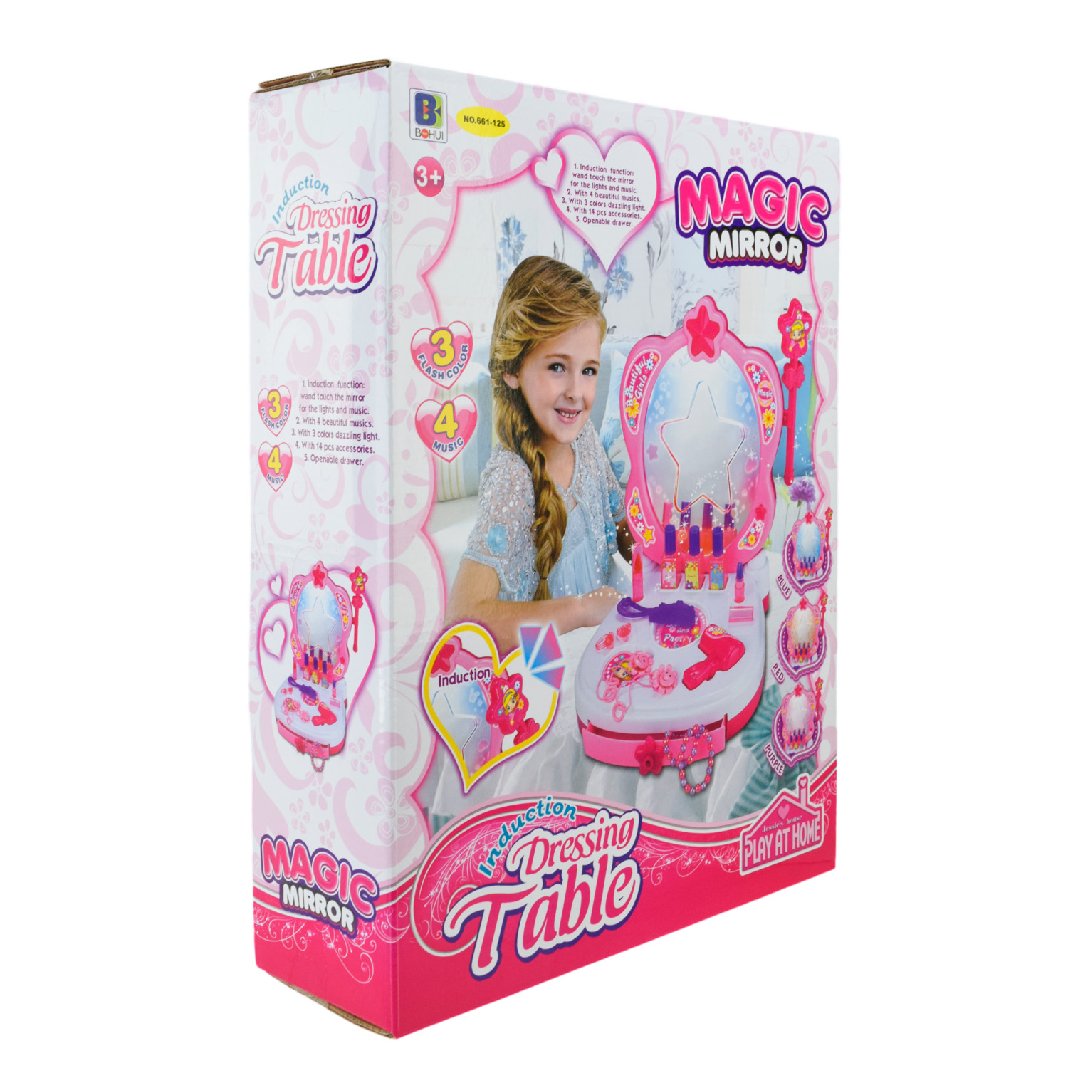 Туалетний арт. столик 661-125 (18шт/2) батар,світло-зв. від волш.палички,фен,гребінець,біжу. короб. 26*26,5*32см