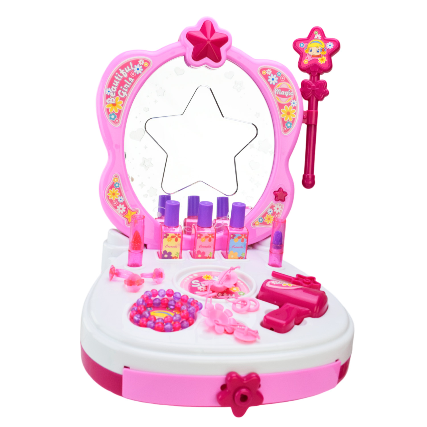 Туалетний арт. столик 661-125 (18шт/2) батар,світло-зв. від волш.палички,фен,гребінець,біжу. короб. 26*26,5*32см