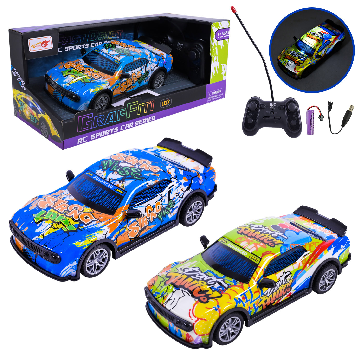 Машина р/к  998-1B (60шт/2) батар 2кольора, світло, короб. 28*13,5*12см