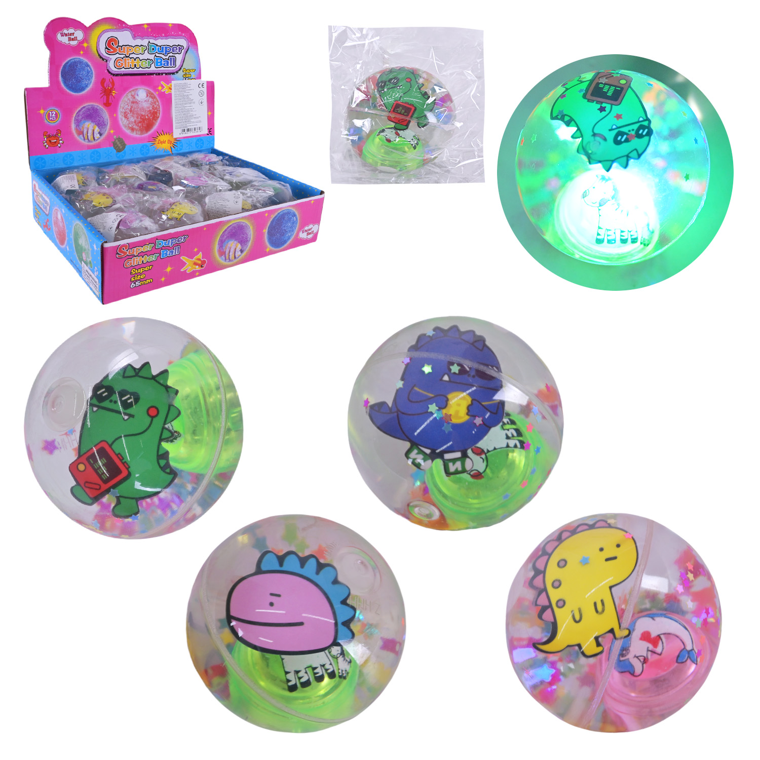 Пострибунчик арт. PR2513 (144шт)  5,5 см з водою, світиться, 12 шт у дісплеї