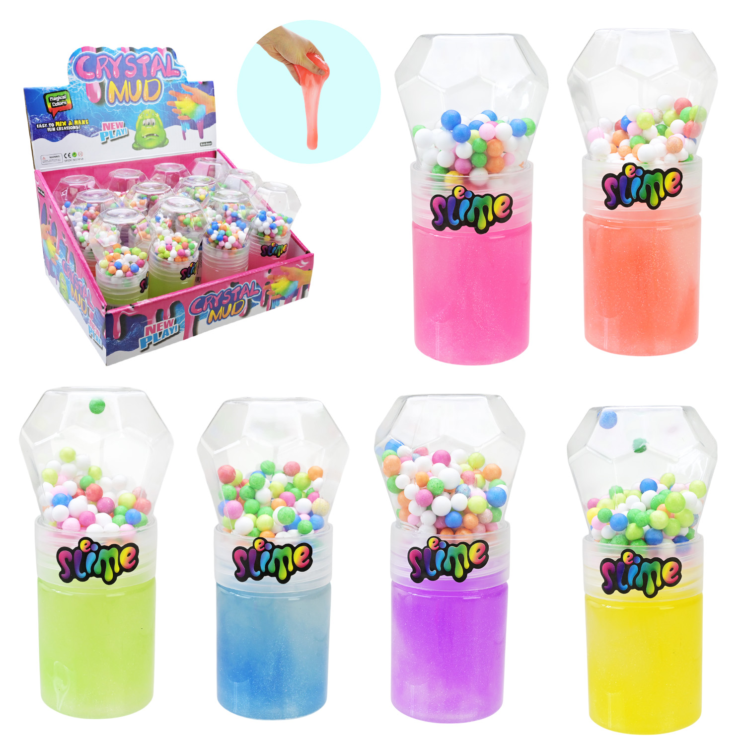 Антистрес слайм арт. C24205 (144шт) 14 см 6 мікс 12шт дисплей бокс 27*20*15 см