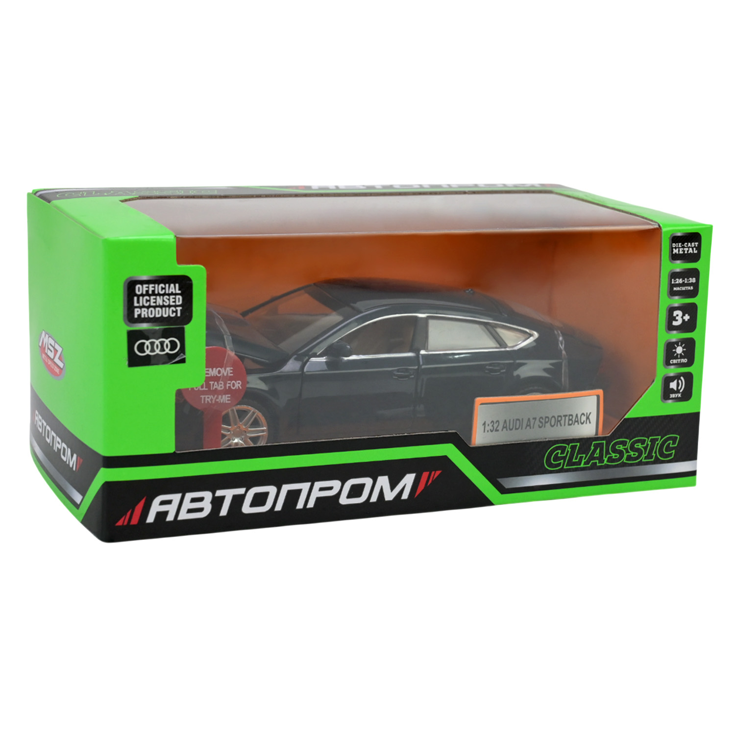 Машина мет. АВТОПРОМ арт. 68319 (48шт/2) 1:32 Audi A7 Sportback, батар,світло,звук,відкр.двері,кор. 18*9*8см