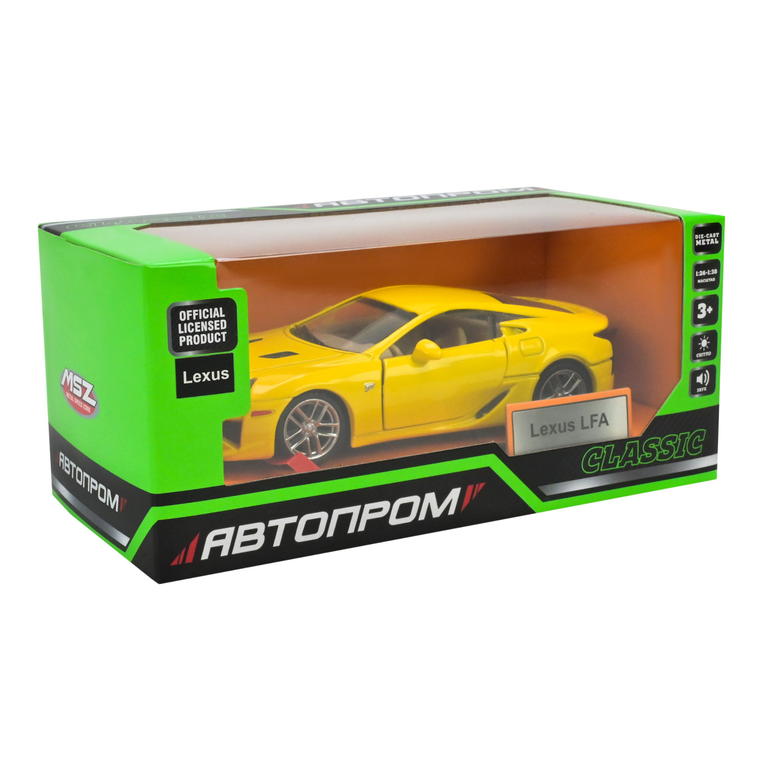 Машина мет. АВТОПРОМ арт. 68414 (48шт/2) 2 кольори 1:32 Lexus LFA, батар,світло,звук,відкр.двері,кор. 18*9*8см