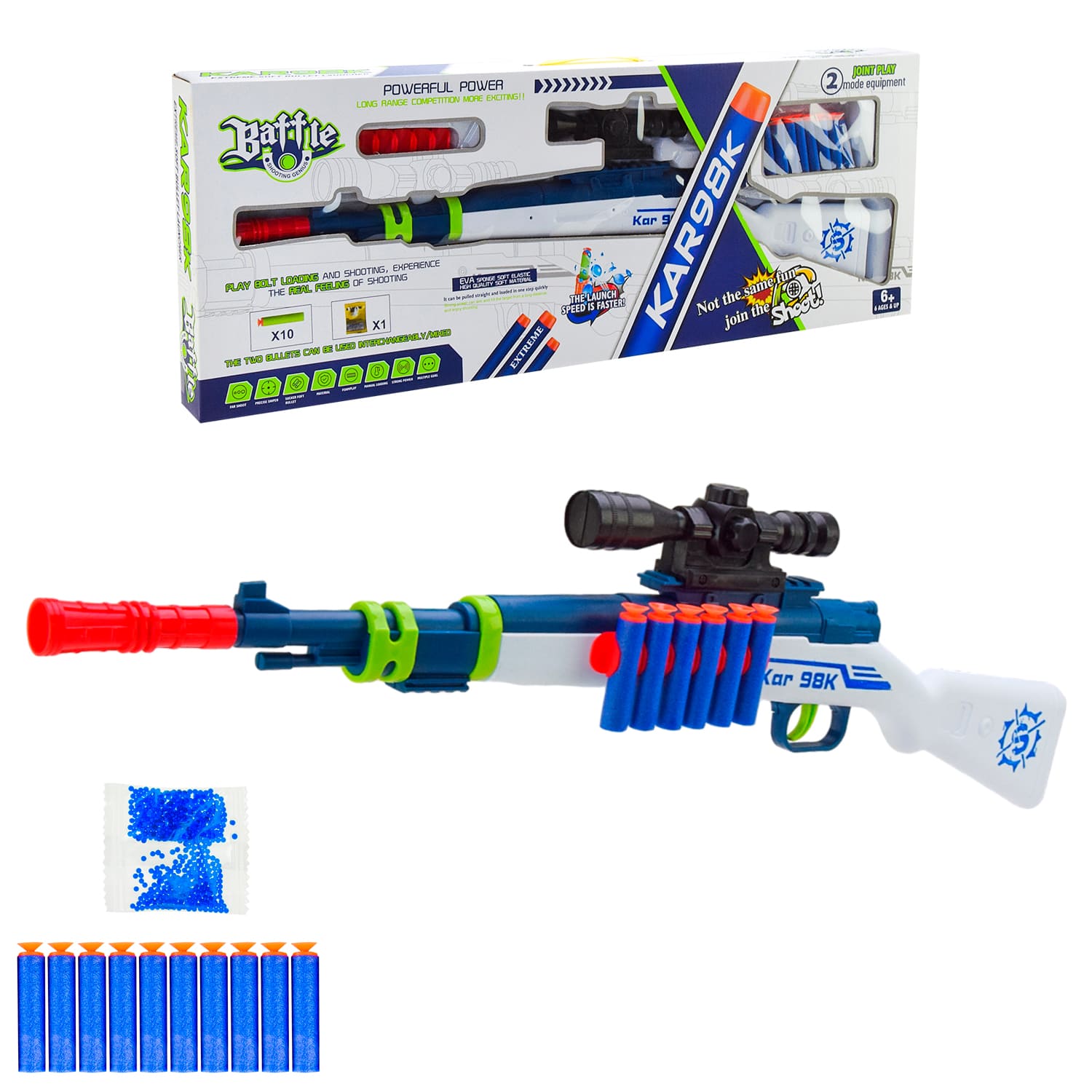 Автомат арт. 502-4 (30шт)   стреляє поролон. кулями,  короб. 70,5*5,8*26см