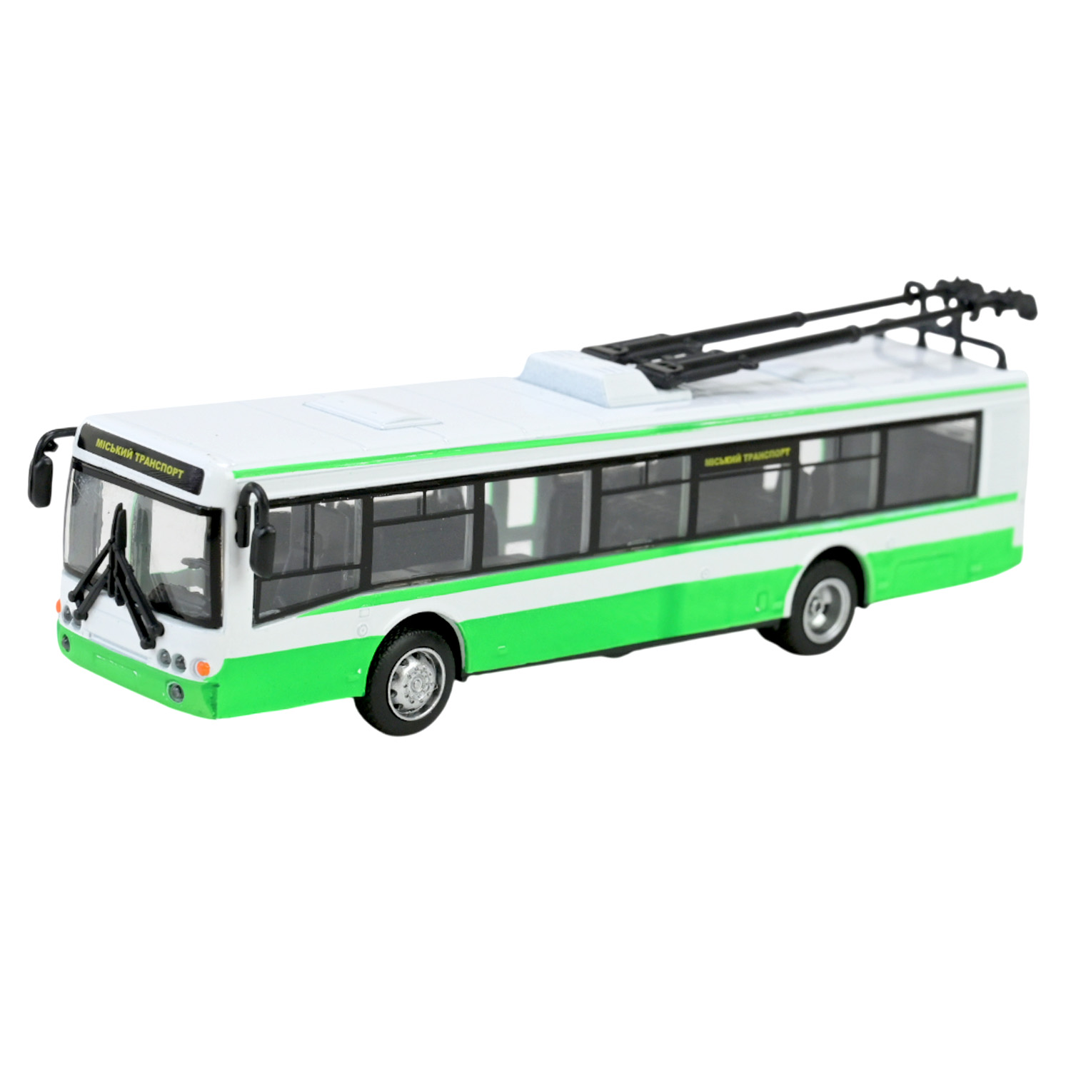 Троллейбус металл 6407ABCD (96шт/4) "АВТОПРОМ",1:72,4 цвета, в кор.20*6*8см