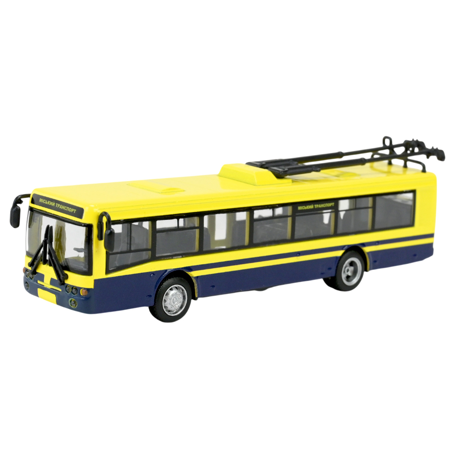 Троллейбус металл 6407ABCD (96шт/4) "АВТОПРОМ",1:72,4 цвета, в кор.20*6*8см