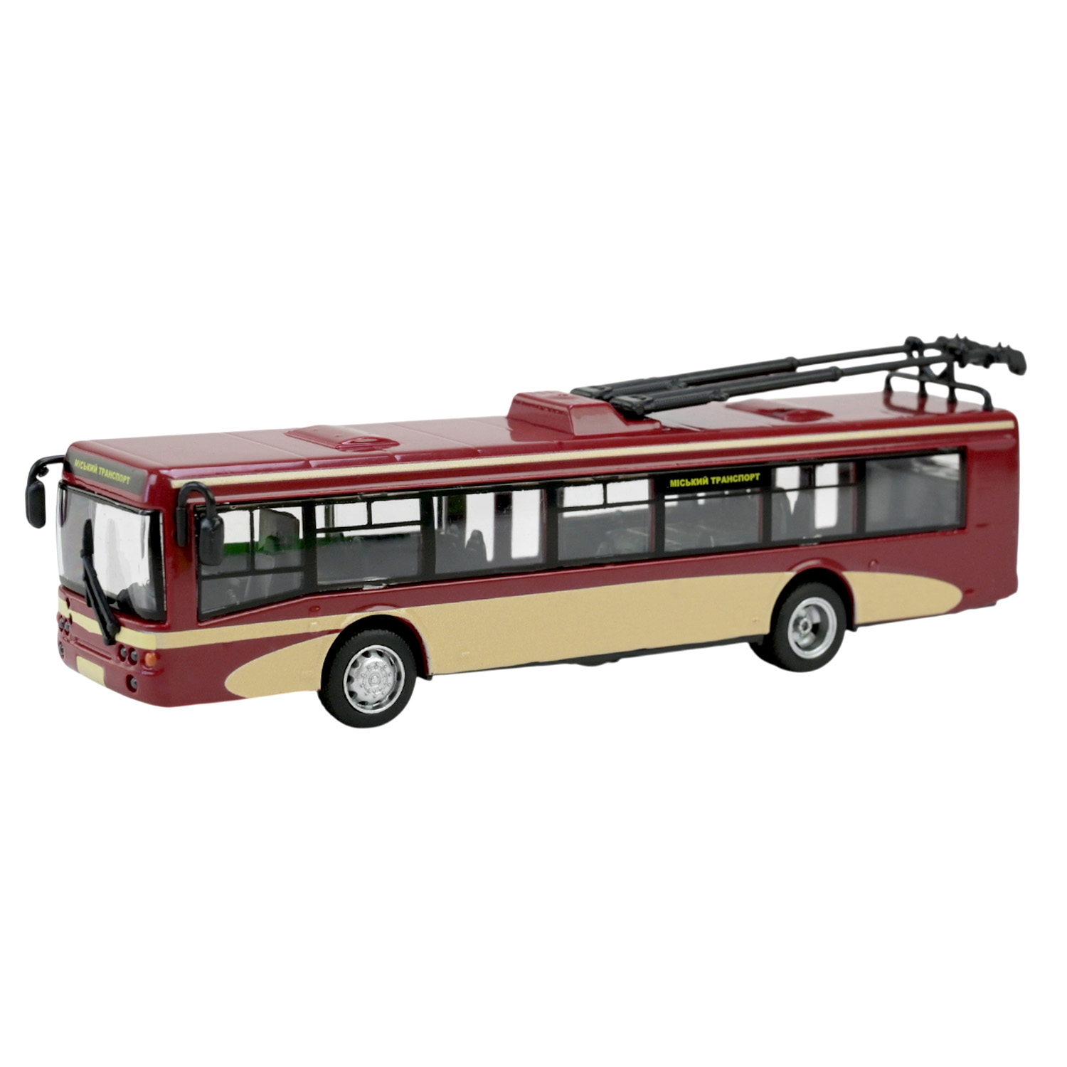 Троллейбус металл 6407ABCD (96шт/4) "АВТОПРОМ",1:72,4 цвета, в кор.20*6*8см