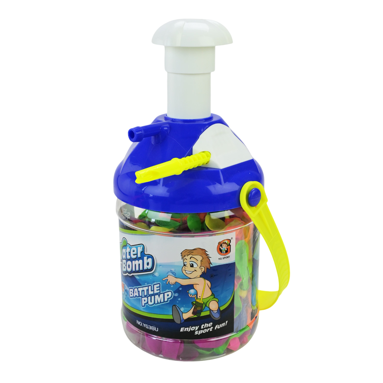 Іграшка водяна бомбочка арт. YG38U (24шт/2) кульки та насос, 4 кольор. у пляшці 15*12*28 см