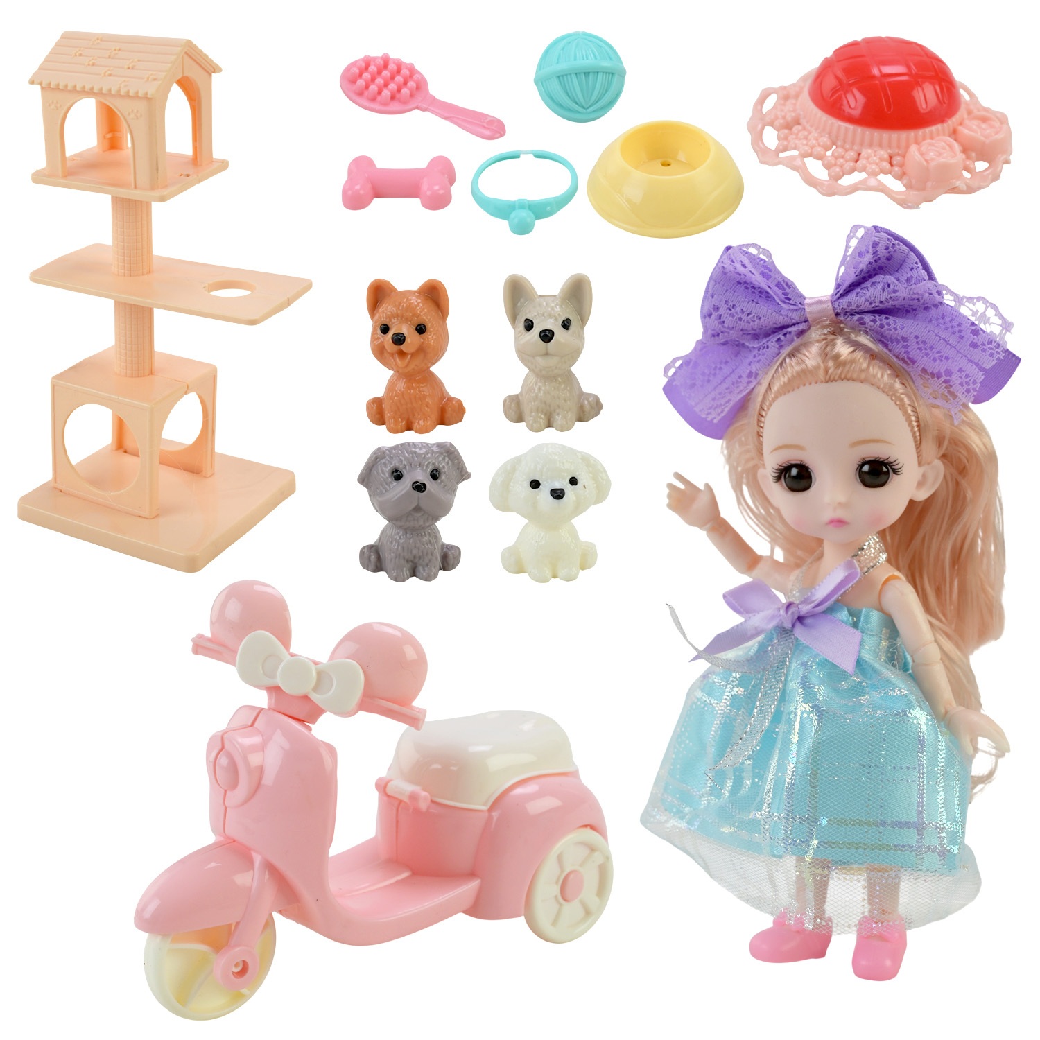 Лялька арт. 3688-183A (36шт/2) з аксесуарами короб. 49*8*24см