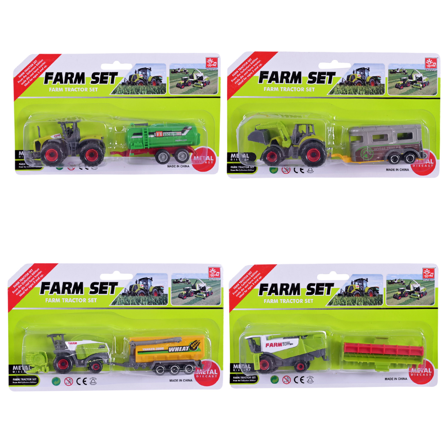 Сільгосптехніка з причепом мет. арт. SQ82012-2B (192шт/2) 4кольора, планш. 22*13*4см