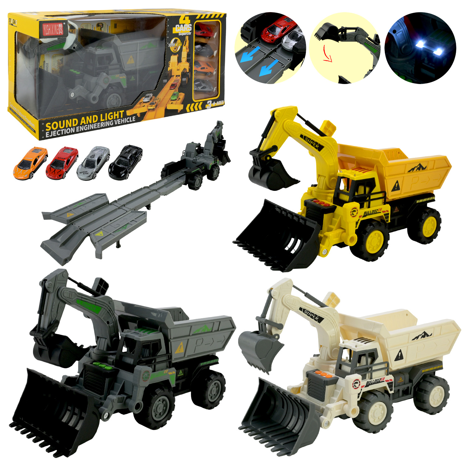 Ігровий набір арт. A333-318A (18шт/2) будтехніка, 3 кольори машинки,у короб.45,5*20,5*15,5см