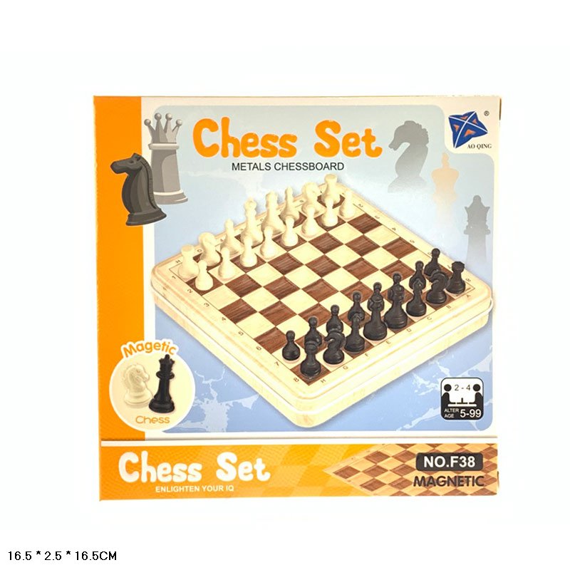 Настільна гра "Шахмати" арт. F38 (144шт/2) магніт.,у короб.16,5*16,5*2,5см