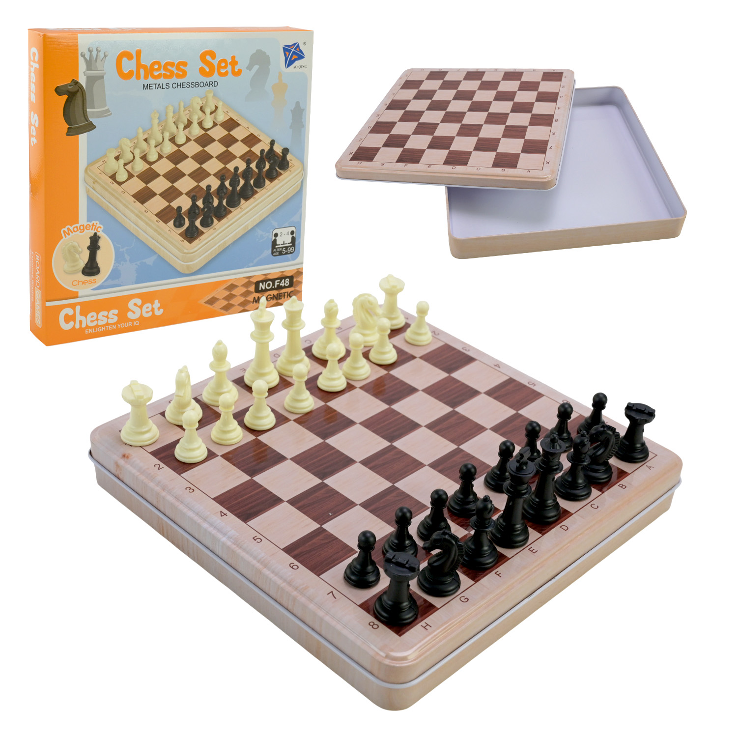 Настільна гра "Шахмати" арт. F48 (72шт/2) магніт.,у короб.22,5*22,5*3см
