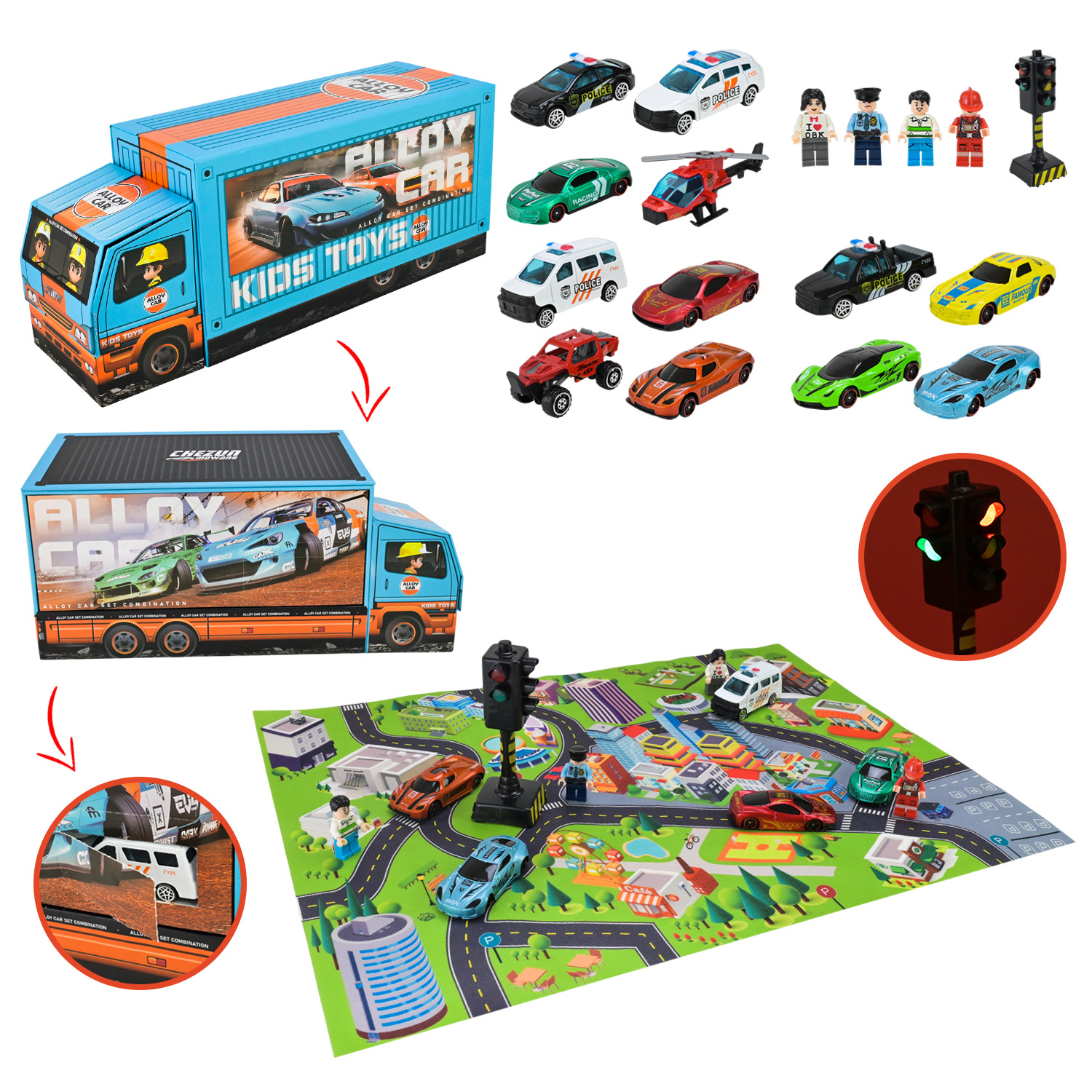 Ігровий набір арт. 689 (18шт) адвент-календар,метал.машинки,у короб.39*16*12см