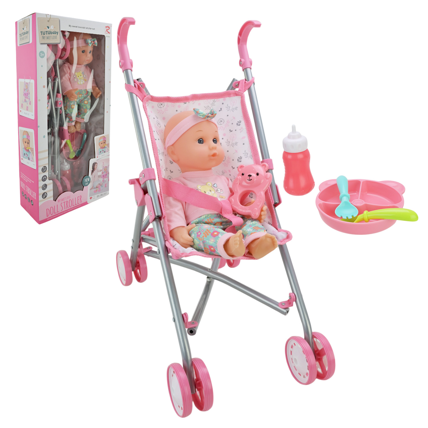 Пупс у наборі арт. 85869 (12шт/2) з візочком короб. 52*25,5*11,5 см