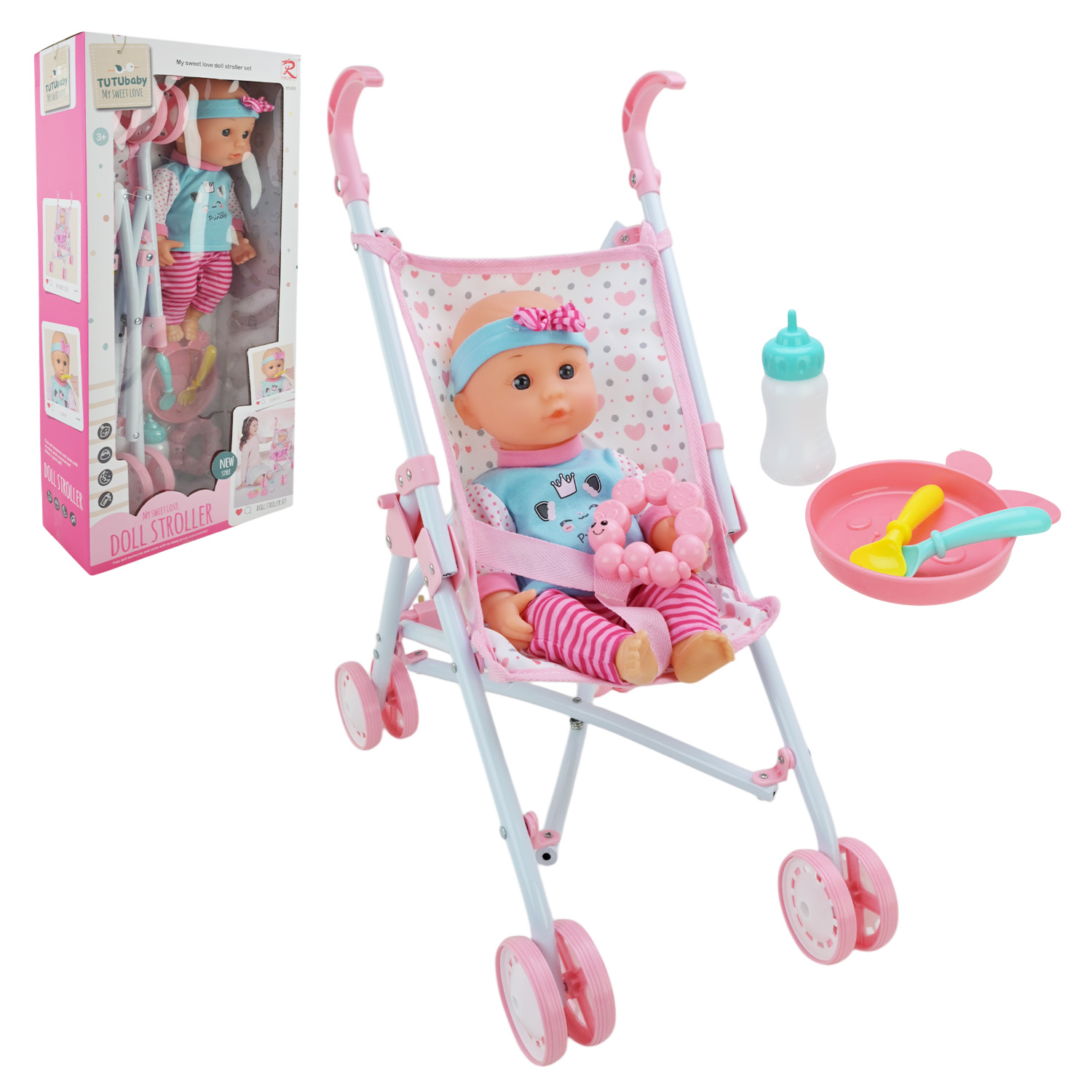 Пупс у наборі арт. 85866 (12шт/2)   з візочком короб. 52*25,5*11,5 см