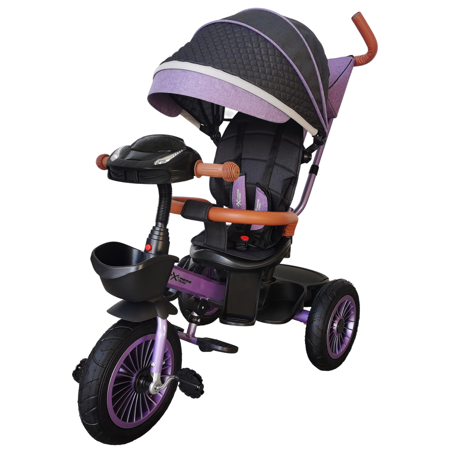 Триколісний велосипед арт. TR2413 (1шт) фіолетовий гумові колеса 12'' і 10'' з гальмом, пультом