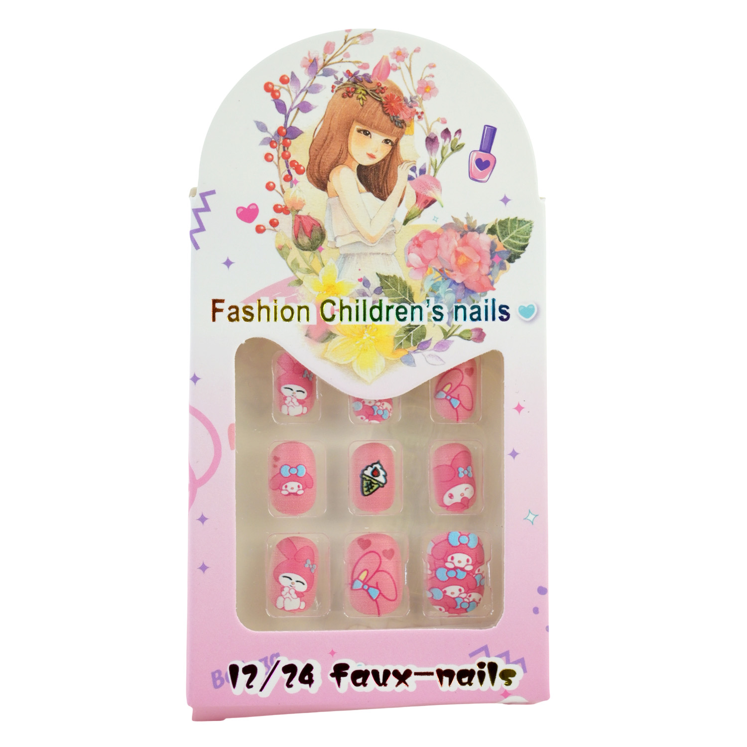 Аксесуари для дівчат арт. CN-0129 (600шт) накладні нігті, з ефектом 3Д мікс 6 видів, короб. 7,5*1,5*13,5см