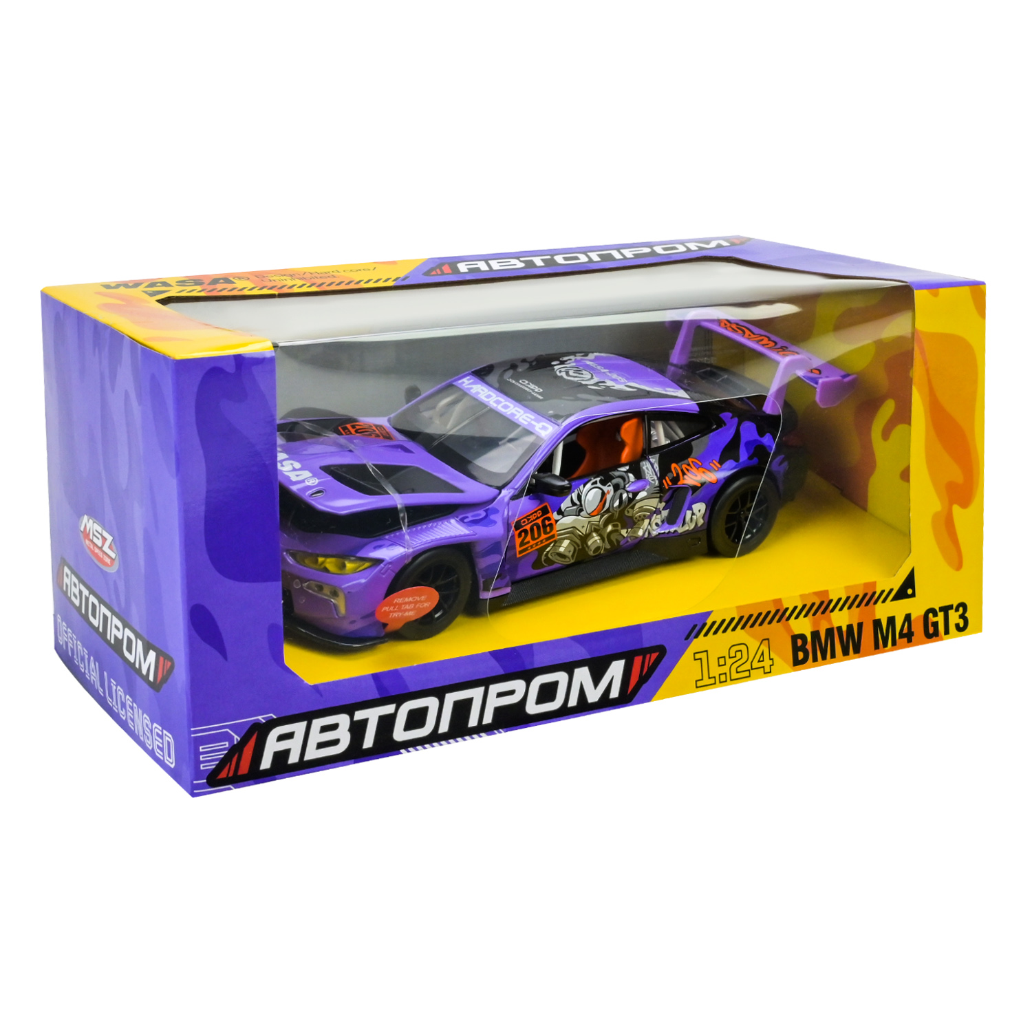 Іграшка машина мет. АВТОПРОМ арт. 68296A(P) (12шт/2) 1:24 BMW M4 GT3, батар,світло,звук,відкр.двері,кор. 26,5*13,5*12см